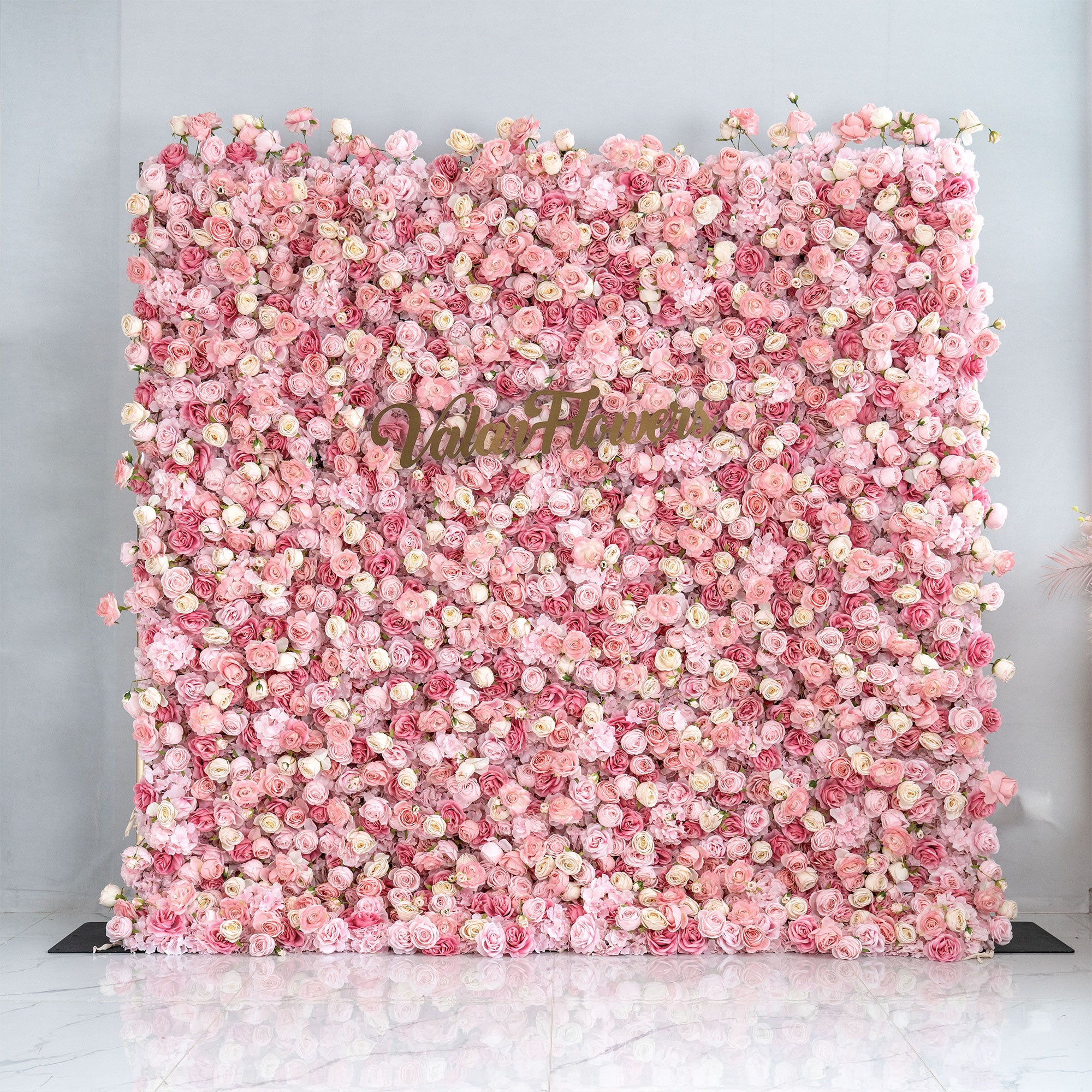 결혼식 및 파티 축하 장식을 위한 5D 핑크 로즈 롤업 꽃 벽 배경 VF-501