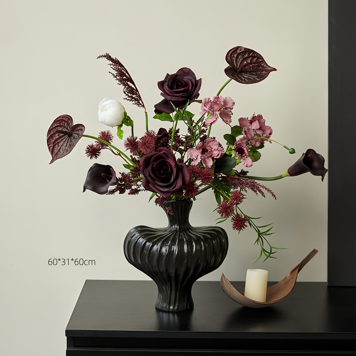 Arreglo de Ramo Floral con Tema Elegante de Otoño | Flores Artificiales de Lujo para Boda y Decoración Interior del Hogar VB-113 (Sin Jarrón)