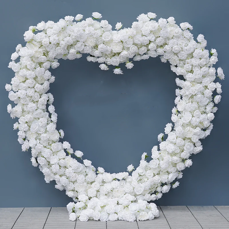 Heart-Shaped Artificial Rose Arch – Romantic Wedding Ceremony Backdrop, Event Decoration, and Floral Display HA-403