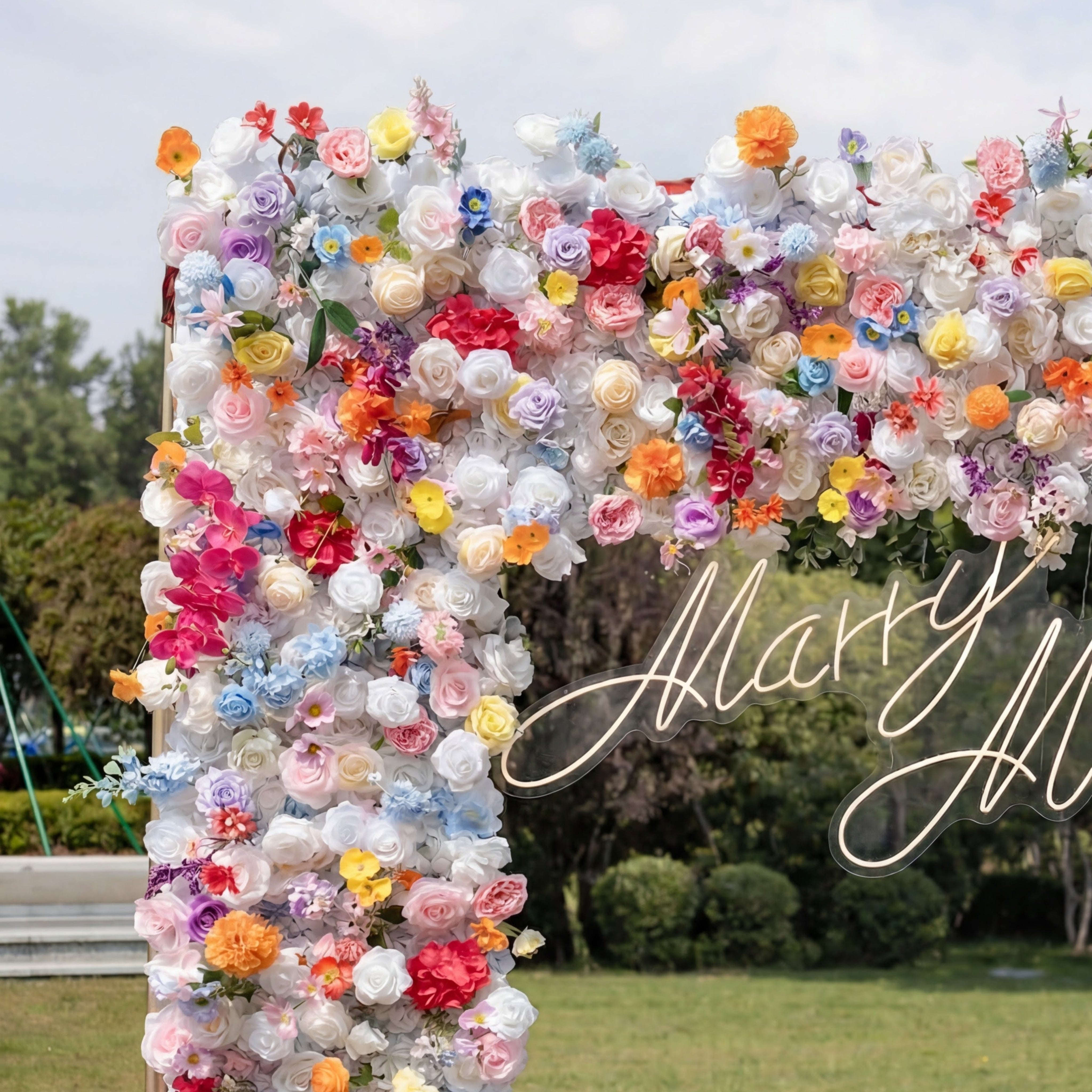 ValarFlower Colorful Floral Arch Backdrop – Artificial Flower Wedding Decor for Ceremony, Party & Event Photo Booth VA-399