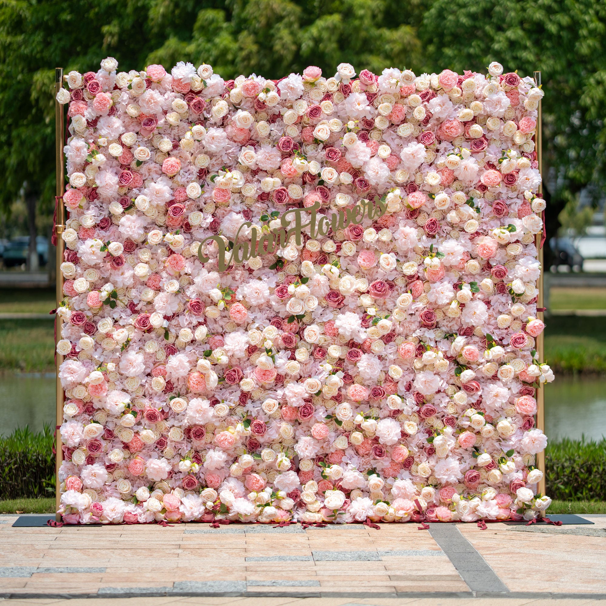 5Dロールアップ人工シルクフラワーウォールバックドロップ | 結婚披露宴、会場装飾、イベントプランナーのための完璧なフローラルデコレーション VF-503