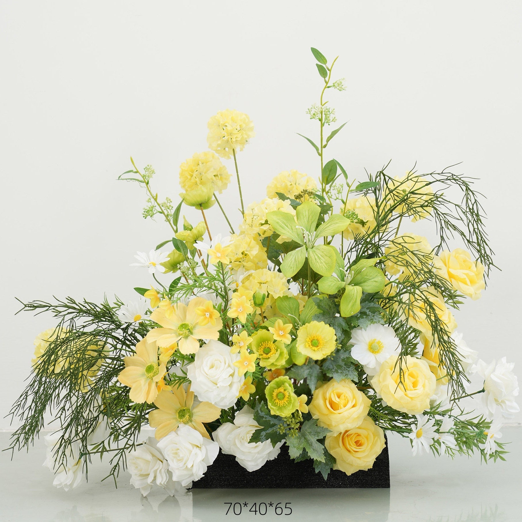 Configuración de flores artificiales inspiradas en la primavera – Conjunto de flores artificiales azules y amarillas para eventos FA-264