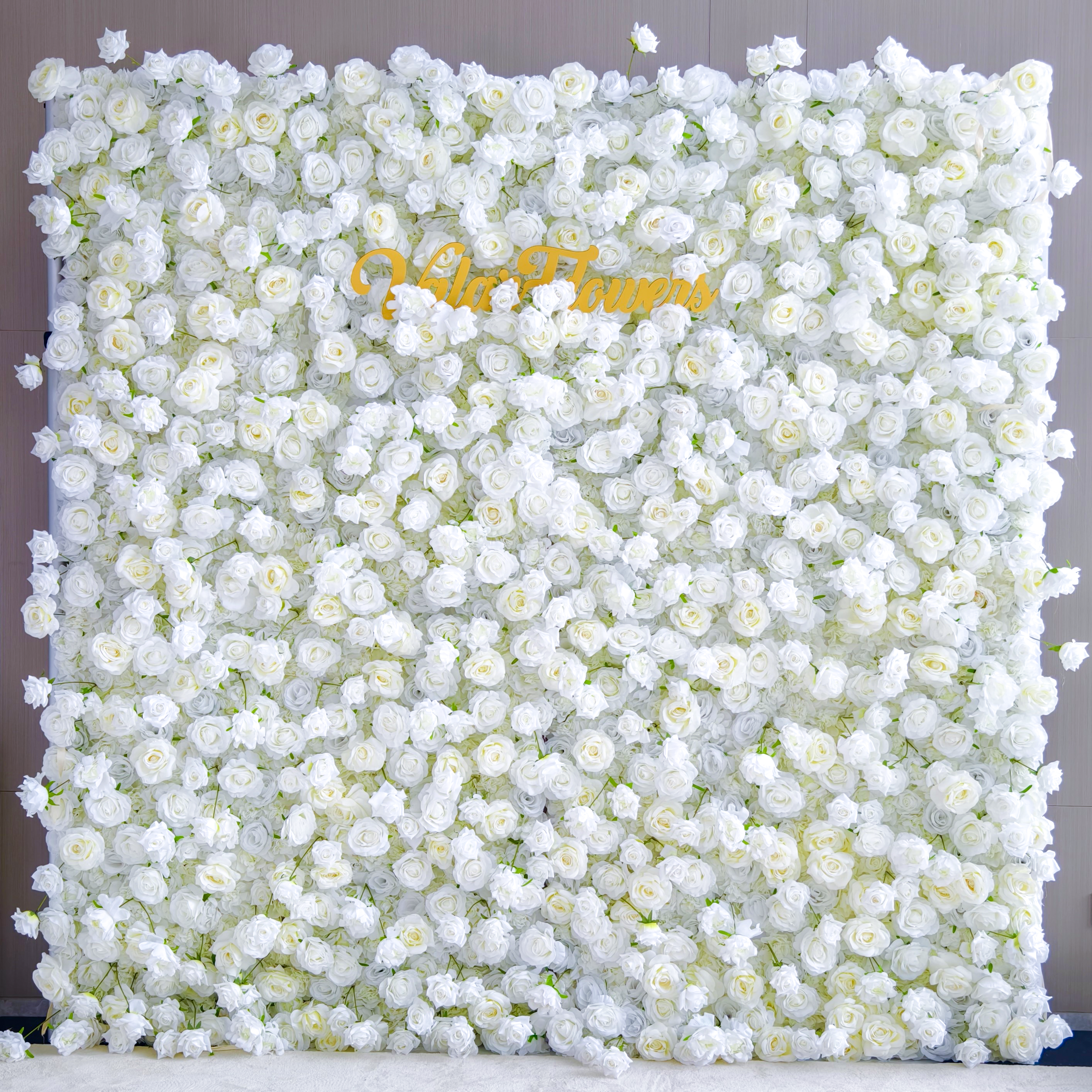 5Dホワイトローズロールアップフラワーウォールバックドロップ 結婚式&パーティーセレブレーションデコ VF-435