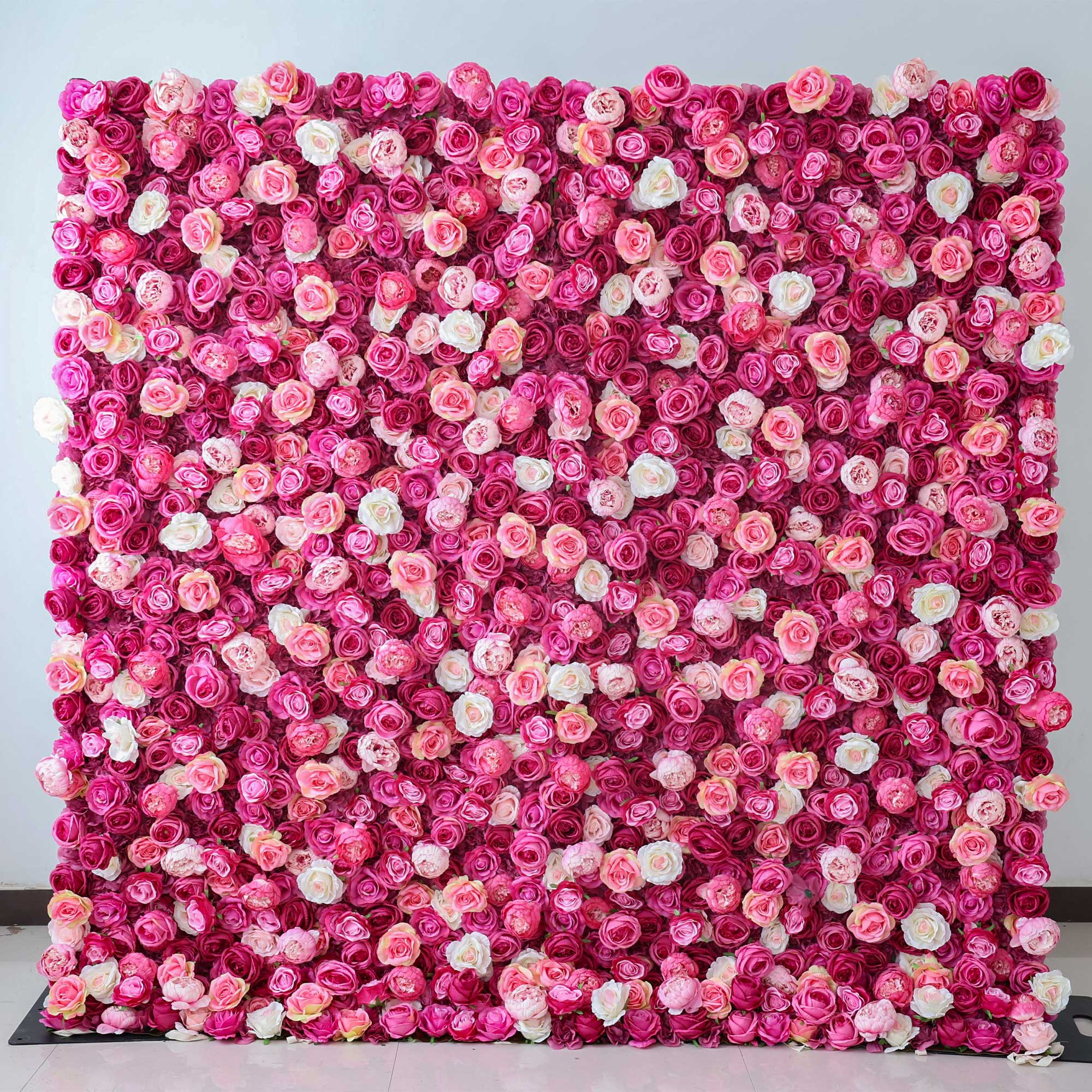 Valar 꽃 활기찬 핑크 로즈 5D 꽃 벽 – 로맨틱한 결혼식 및 이벤트 장식에 적합 VF-403