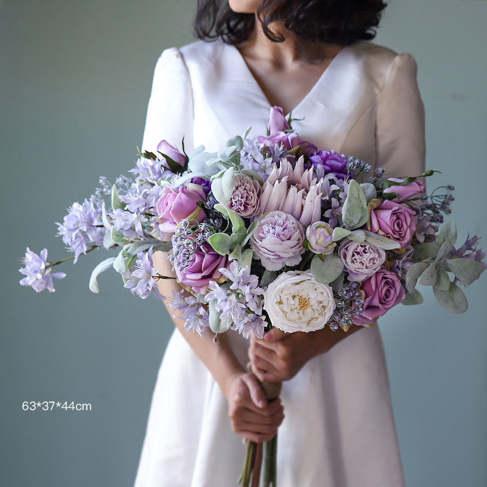 Romantic Purple Silk Bouquet | Perfect for Home Décor,Wedding & Event