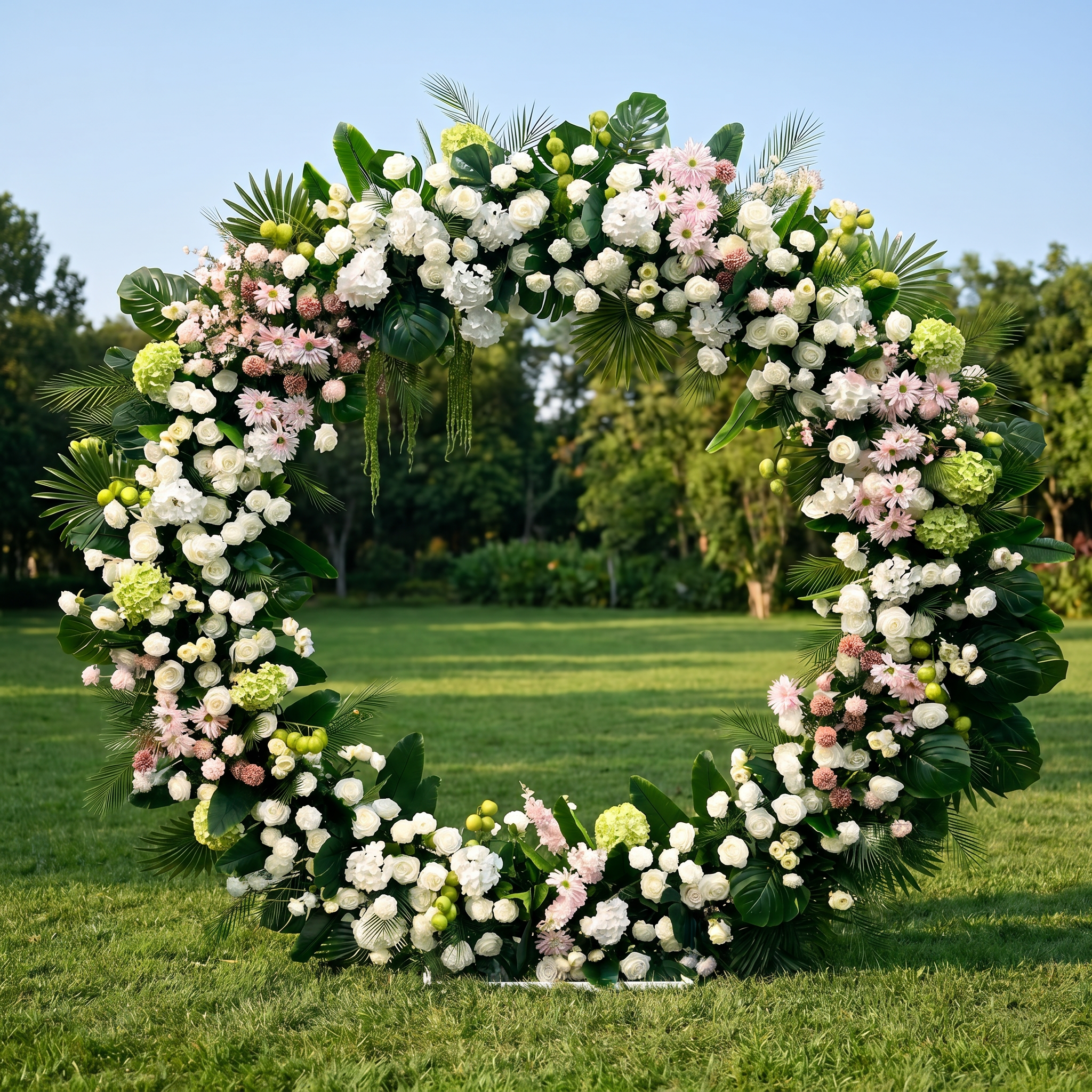 Valar Flower Wedding Decor Floral Round Arch 7.8ft - Arco Redondo Floral de Decoración de Boda Valar Flower 7.8 pies - Arreglo de Flores Artificiales Boho Greenery VA-202