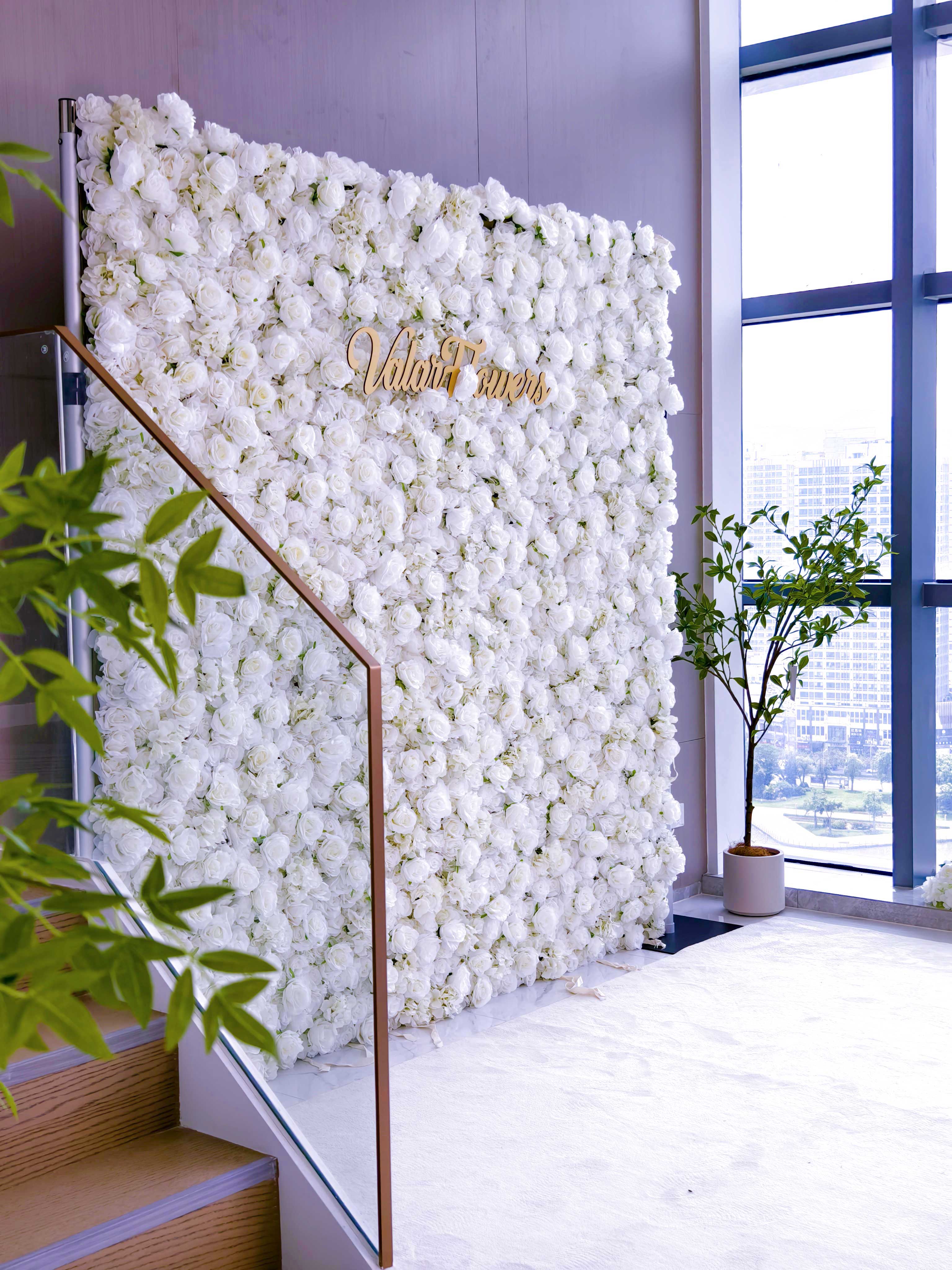 バラーフラワーロールアップファブリック人工花壁結婚式バックドロップ、フローラルパーティーデコレーション、イベントフォトグラフィー-VF-100