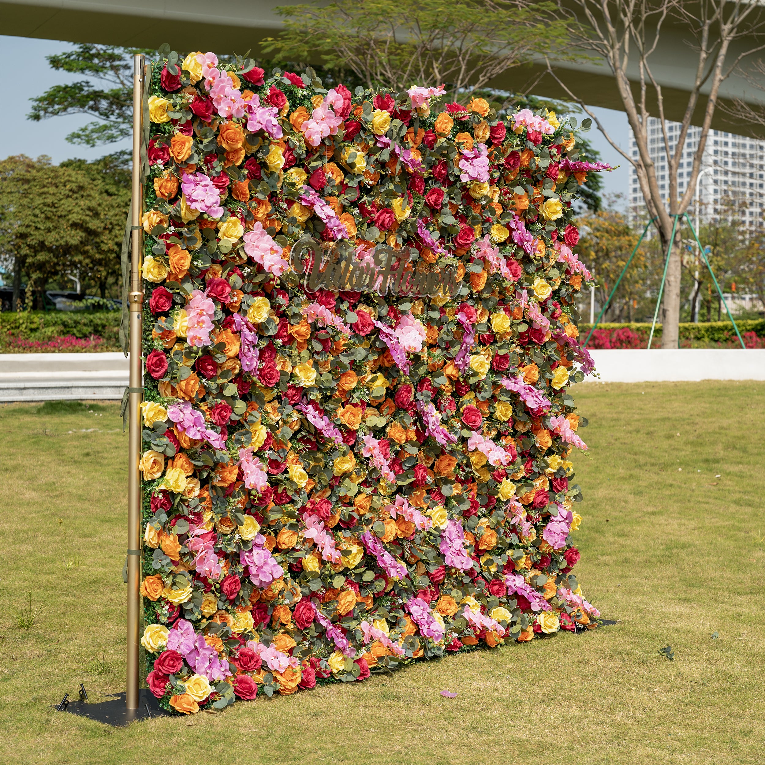 Valar Flower Roll Up Fabric Artificial Flower Wall Wedding Backdrop, Decoración Floral para Fiesta, Fotografía de Eventos-VF-308
