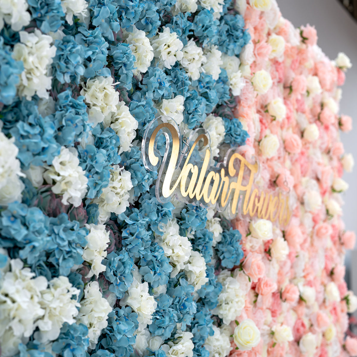 Fondo de Pared de Flores para Baby Shower - Pared de Flores de Tela Enrollable Azul y Rosa - Decoración para Fiesta de Revelación de Género y Celebración