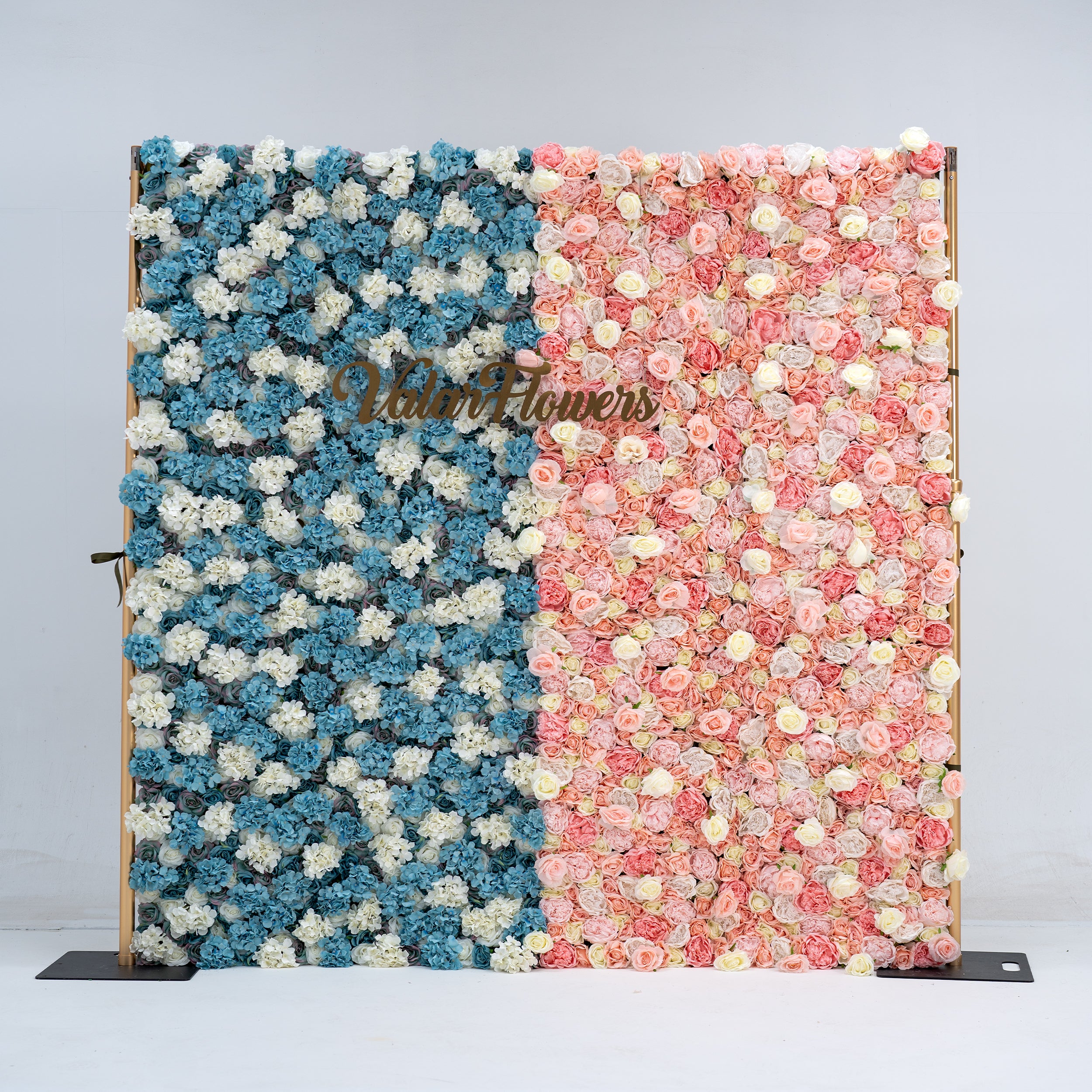 Fondo de Pared de Flores para Baby Shower - Pared de Flores de Tela Enrollable Azul y Rosa - Decoración para Fiesta de Revelación de Género y Celebración