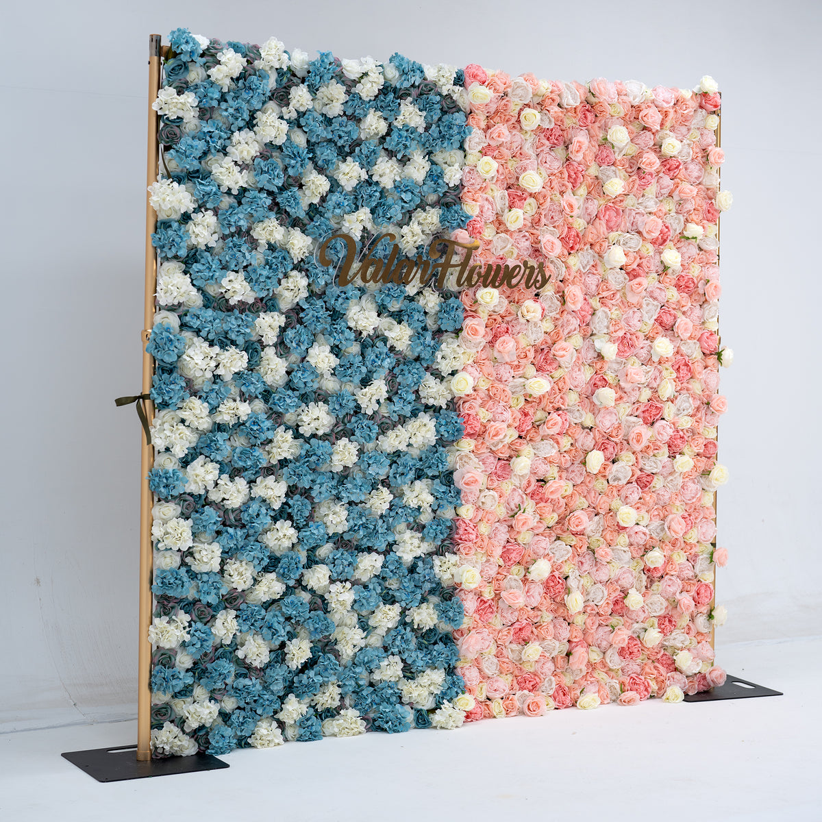 Fondo de Pared de Flores para Baby Shower - Pared de Flores de Tela Enrollable Azul y Rosa - Decoración para Fiesta de Revelación de Género y Celebración