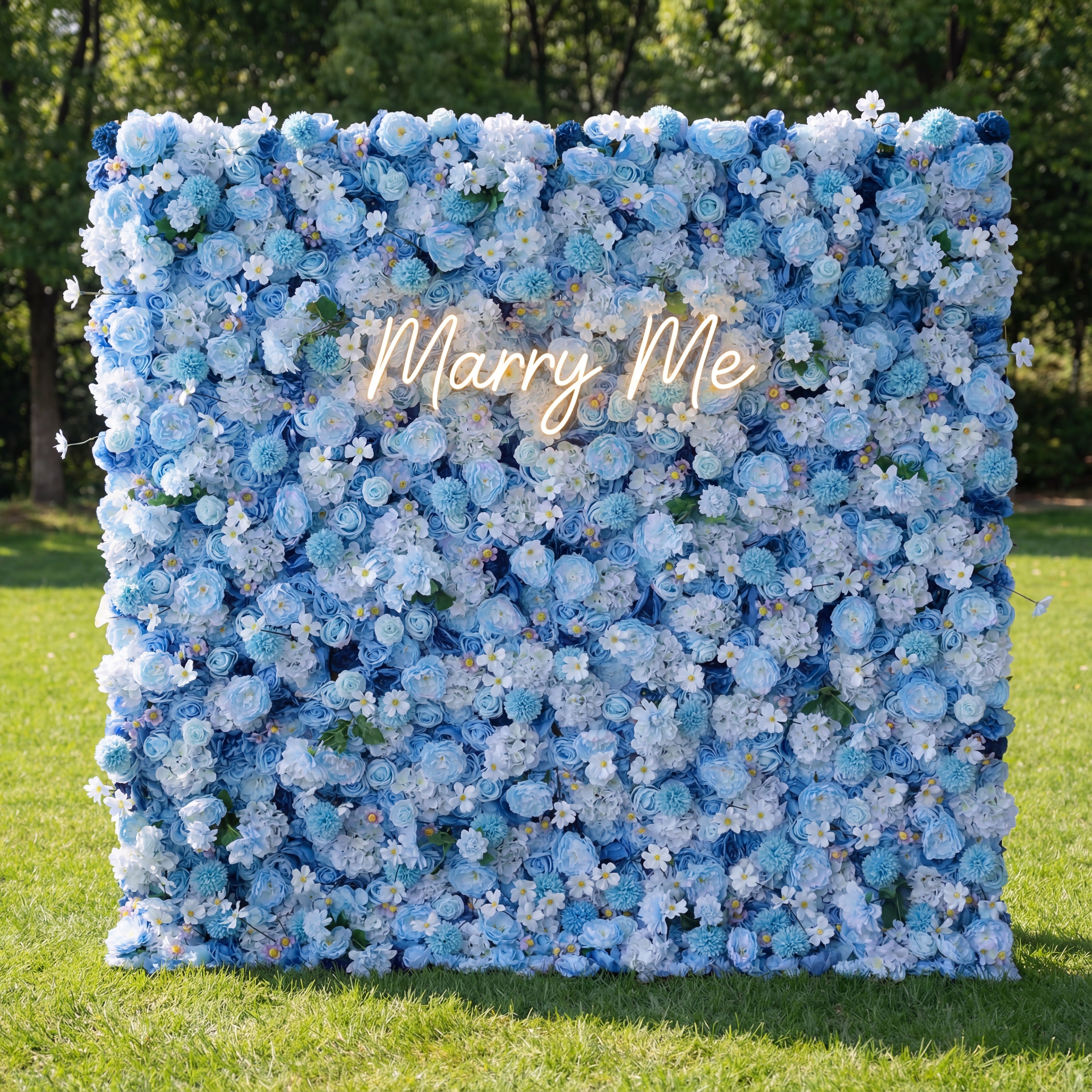 Valar Flowers 소개: Azure Blooms Gala – 하늘색 및 진주빛 흰색 패브릭 꽃의 매혹적인 메들리 – 여름 축제, 축하 및 현대적인 홈 액센트를 위한 최고의 꽃 디스플레이-VF-219-4