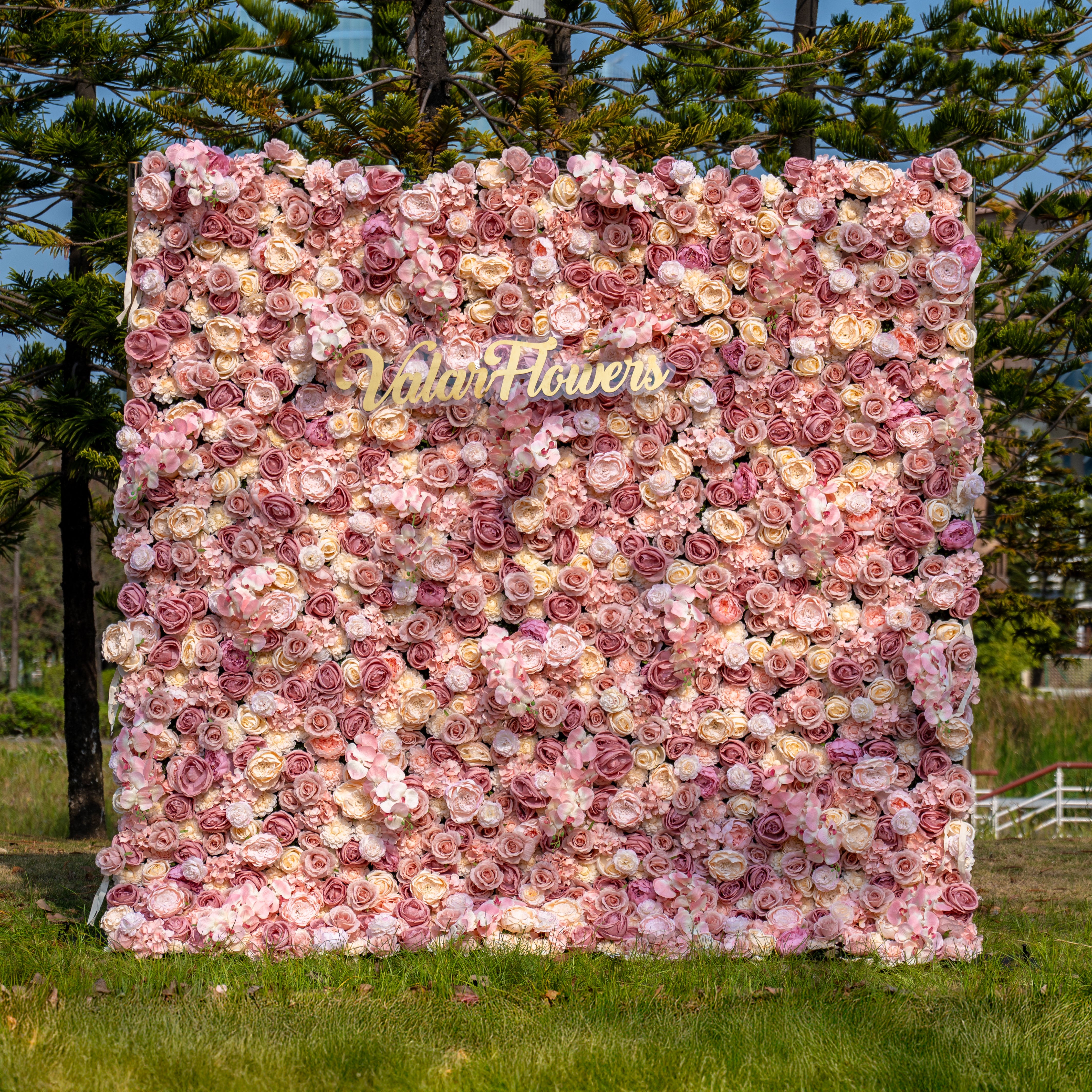 バラーフラワーロールアップファブリック人工花壁結婚式バックドロップ、フローラルパーティーデコレーション、イベントフォトグラフィー-VF-359