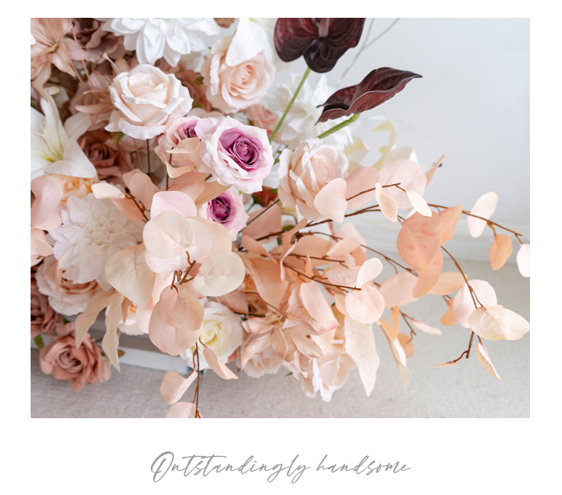 Arche florale élégante en forme de lune pour cérémonie de mariage - Arche de fleurs artificielles pour mariages, événements et occasions spéciales