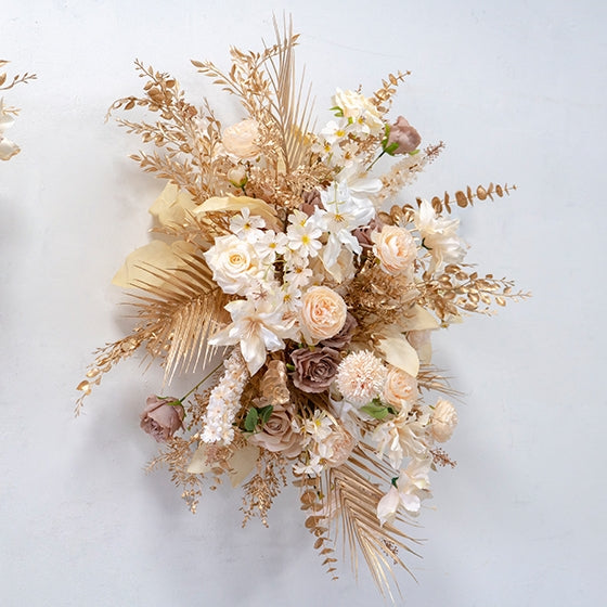 Champagne Beige and Gold Artificial Flower Set – Boho Chic Floral Installation for Weddings & Showers FA-258
