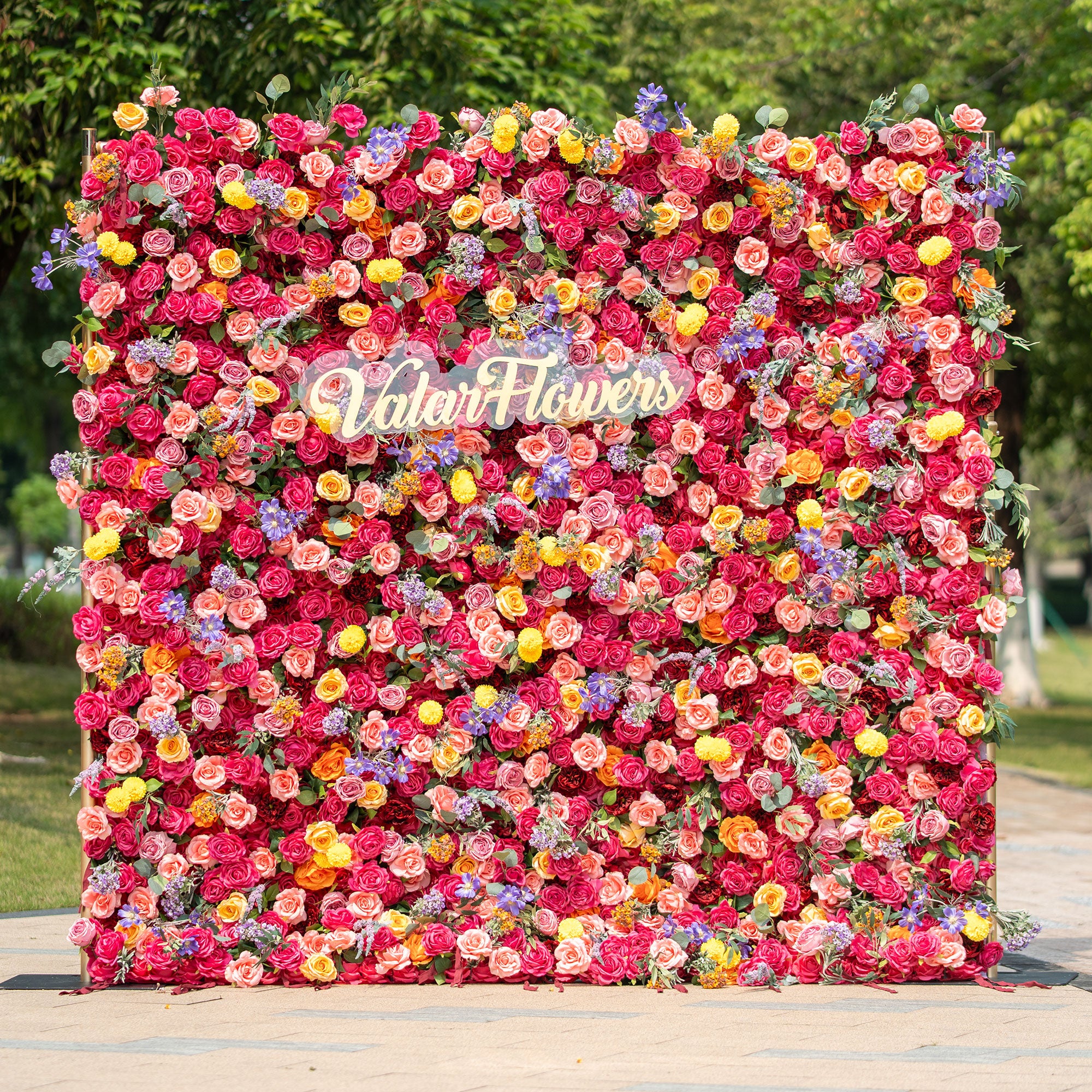خلفية حائط من الزهور الصناعية الفاخرة – لوحة ورود حرير يدوية الصنع وزهور للزفاف والفعاليات وحفلات الزينة - VF-806