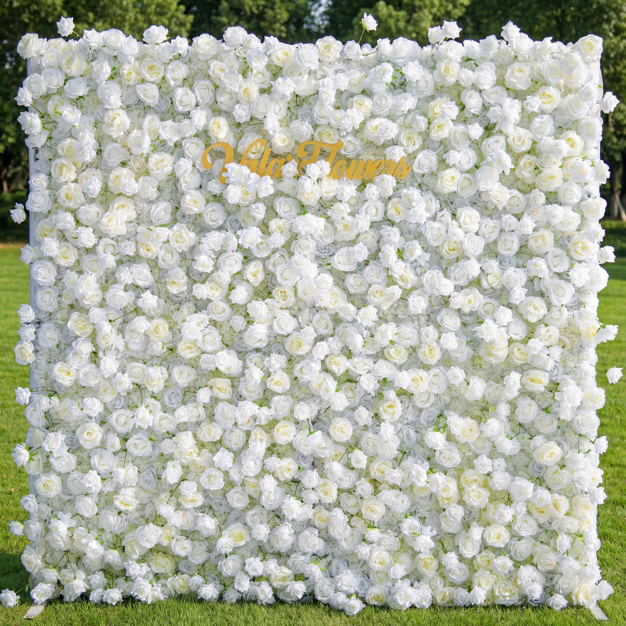 5Dホワイトローズロールアップフラワーウォールバックドロップ 結婚式&パーティーセレブレーションデコ VF-435