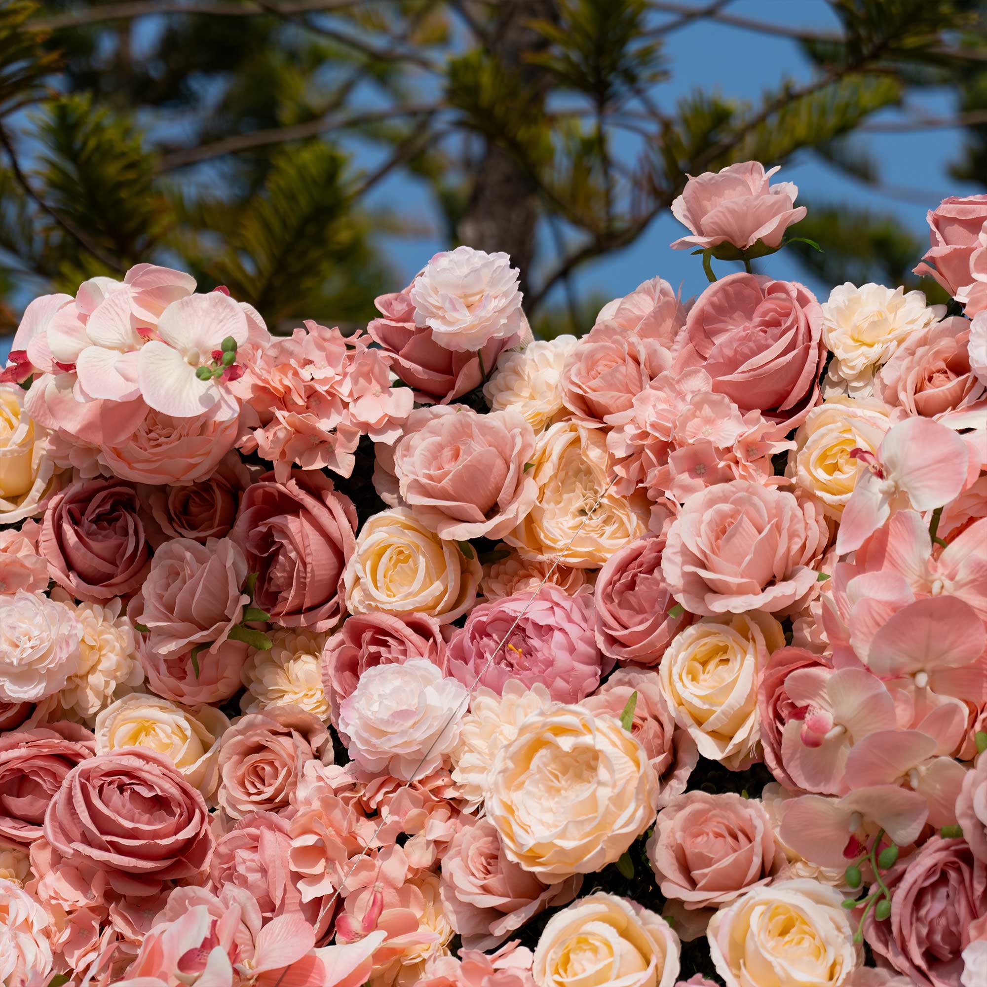 バラーフラワーロールアップファブリック人工花壁結婚式バックドロップ、フローラルパーティーデコレーション、イベントフォトグラフィー-VF-359