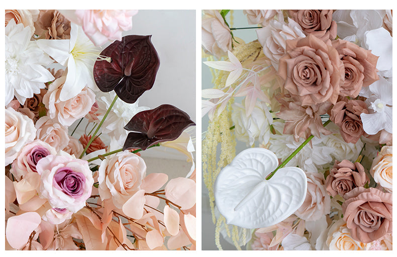 Arche florale élégante en forme de lune pour cérémonie de mariage - Arche de fleurs artificielles pour mariages, événements et occasions spéciales