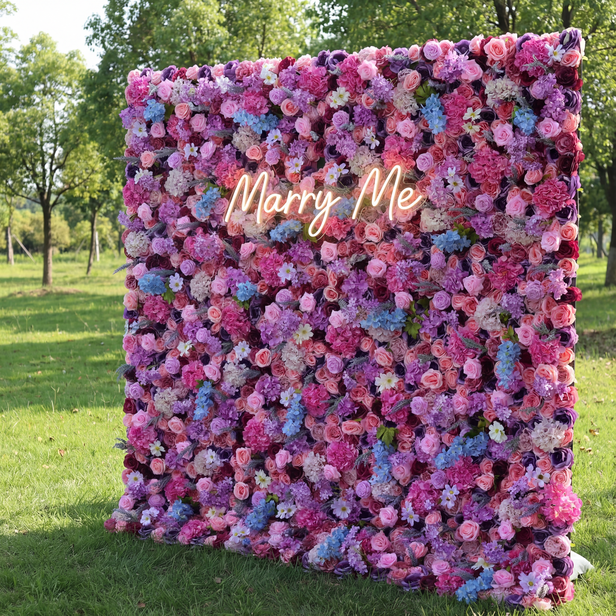 ValarFlowers 人工フローラルウォールバックドロップ: 魅惑のマゼンタメドレー - 紫とピンクの夢のような喜びに飛び込もう - VF-246