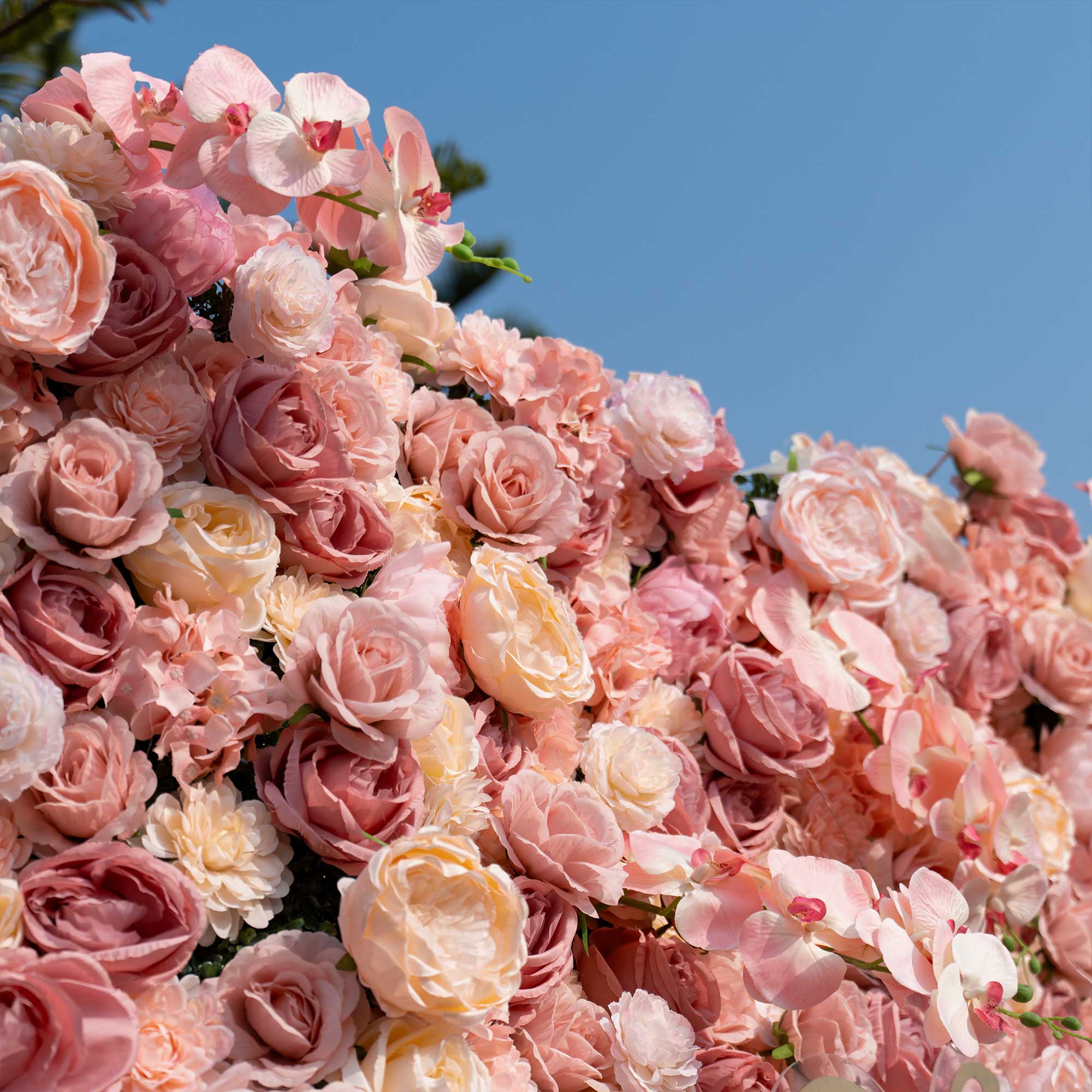 バラーフラワーロールアップファブリック人工花壁結婚式バックドロップ、フローラルパーティーデコレーション、イベントフォトグラフィー-VF-359