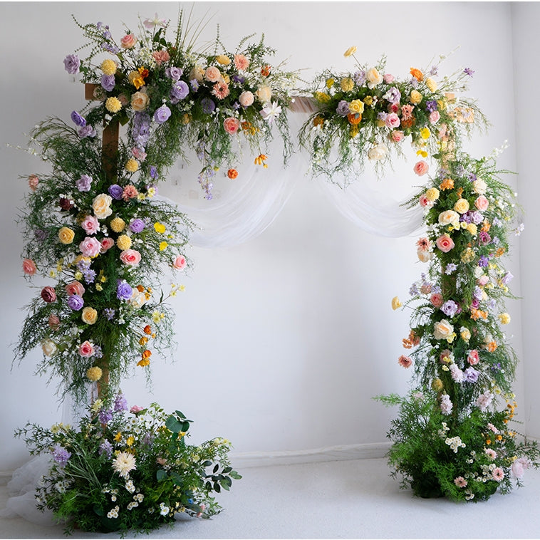 桃と白いバラのウェディングアーチとセンターピース、人工フラワーのウェディングデコレーション、ブライダルシャワーデコレーション FA-203