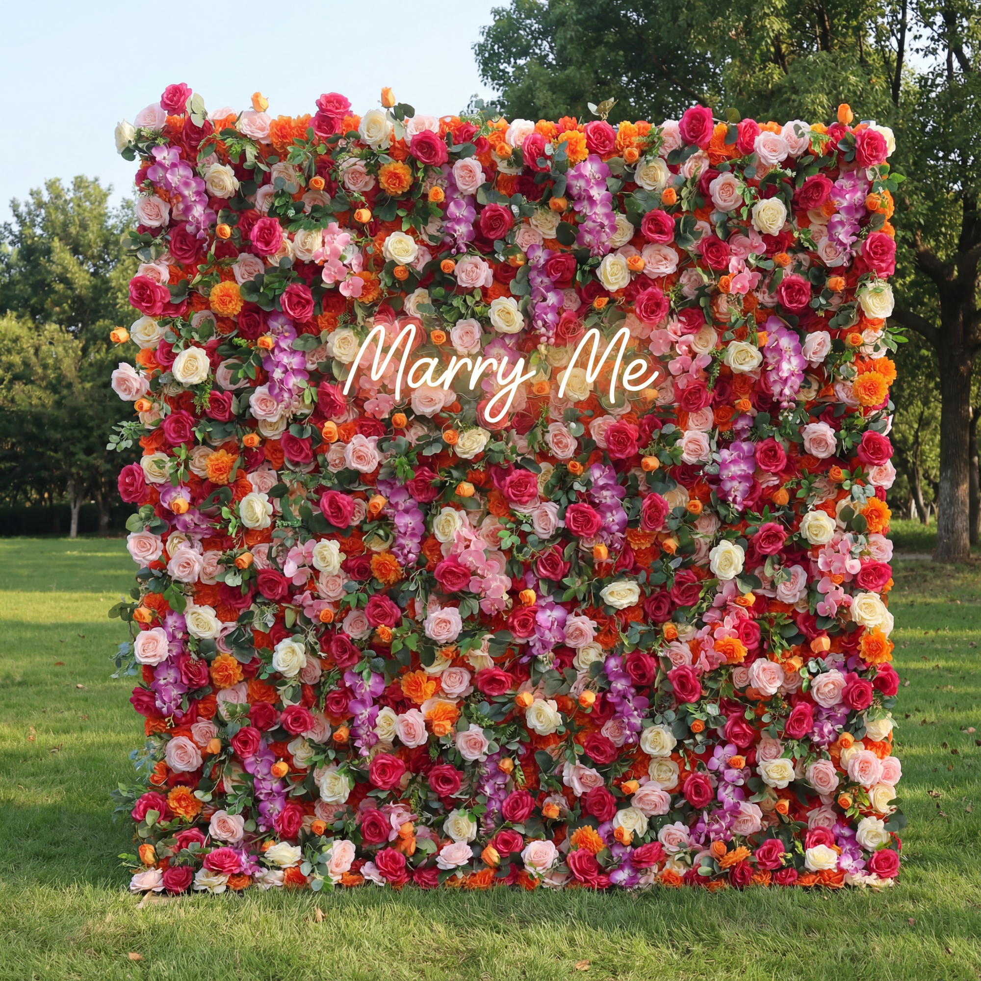 ValarFlower 人工フローラルウォールバックドロップ: エンチャンテッドガーデン - 輝かしくロマンチックな花のアレイ-VF-271