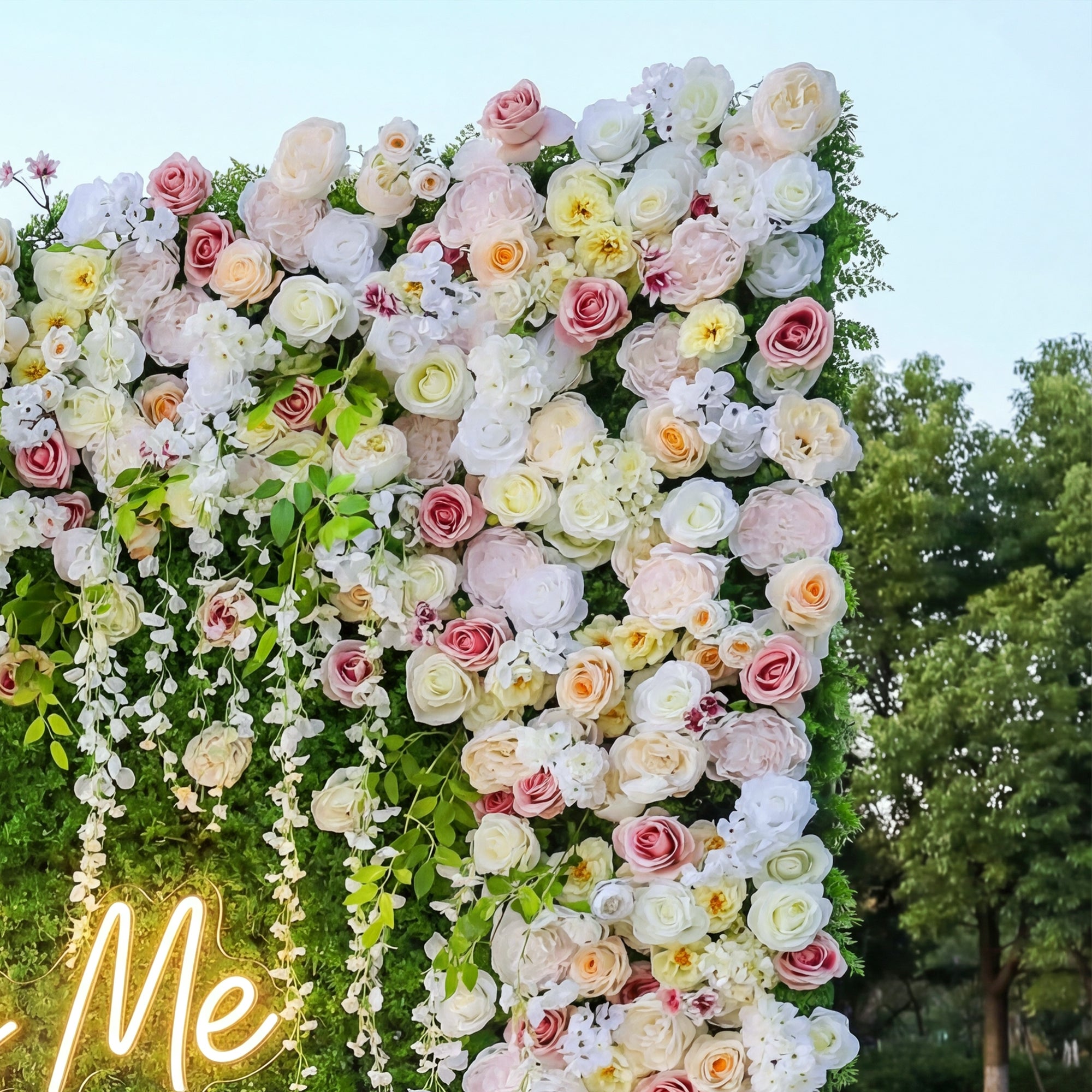 バラーフラワーロールアップファブリック人工花壁結婚式バックドロップ、フローラルパーティーデコレーション、イベントフォトグラフィー-VF-294