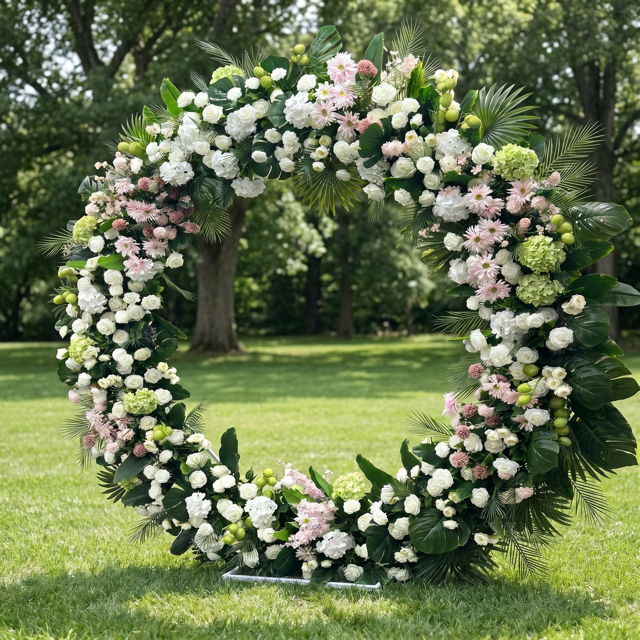 Valar Flower Wedding Decor Floral Round Arch 7.8ft - Arco Redondo Floral de Decoración de Boda Valar Flower 7.8 pies - Arreglo de Flores Artificiales Boho Greenery VA-202