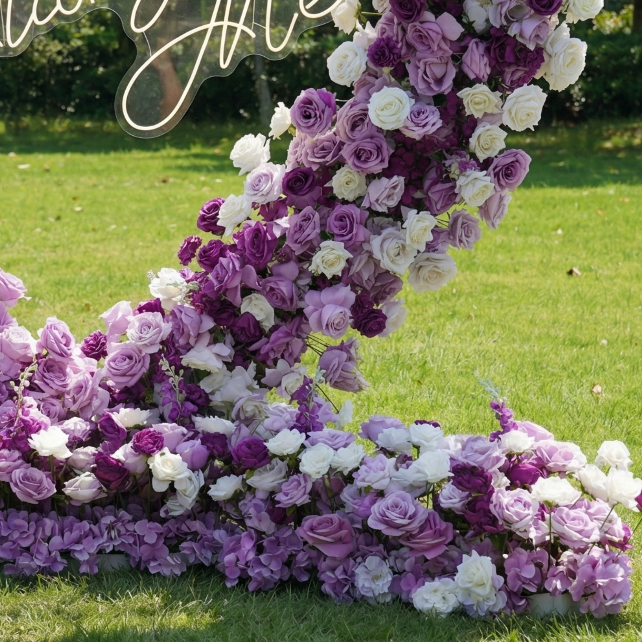 Valar Flower Heart-Shaped Purple Rose Arch | Luxury Proposal & Wedding Backdrop in Lilac & Plum Tones HA-416