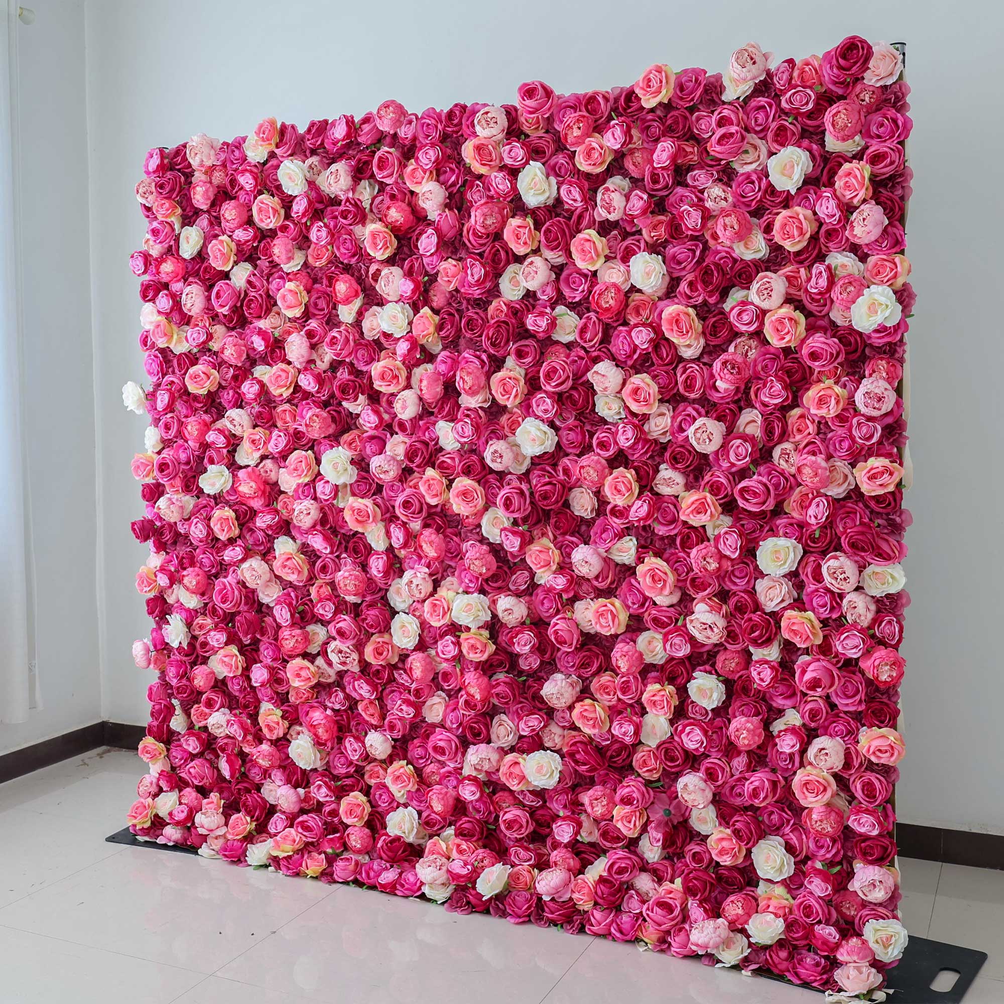 Valar 꽃 활기찬 핑크 로즈 5D 꽃 벽 – 로맨틱한 결혼식 및 이벤트 장식에 적합 VF-403