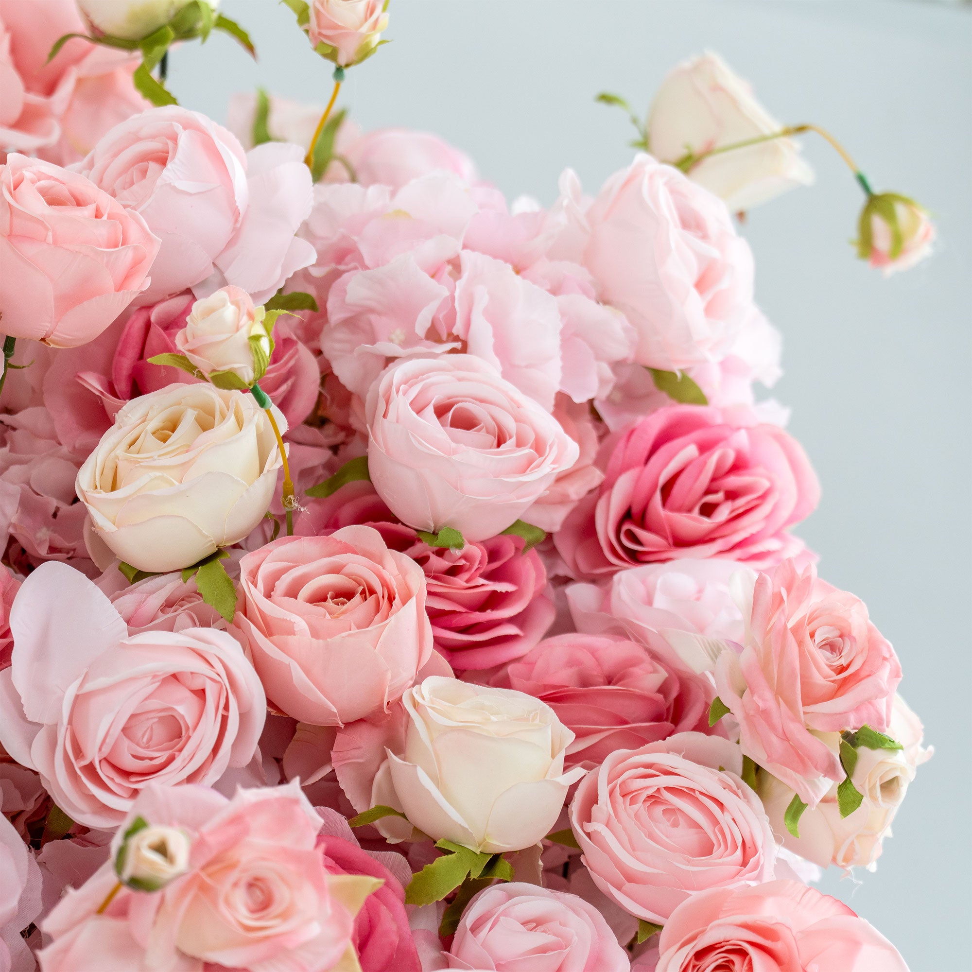 결혼식 및 파티 축하 장식을 위한 5D 핑크 로즈 롤업 꽃 벽 배경 VF-501