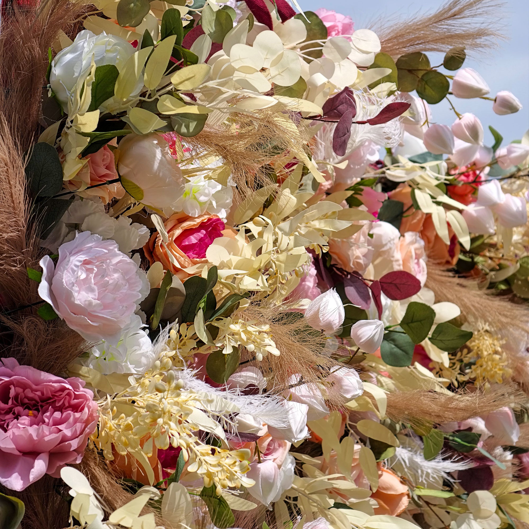 バラーフラワーロールアップファブリック人工花壁結婚式バックドロップ、フローラルパーティーデコレーション、イベントフォトグラフィー-VF-327-2