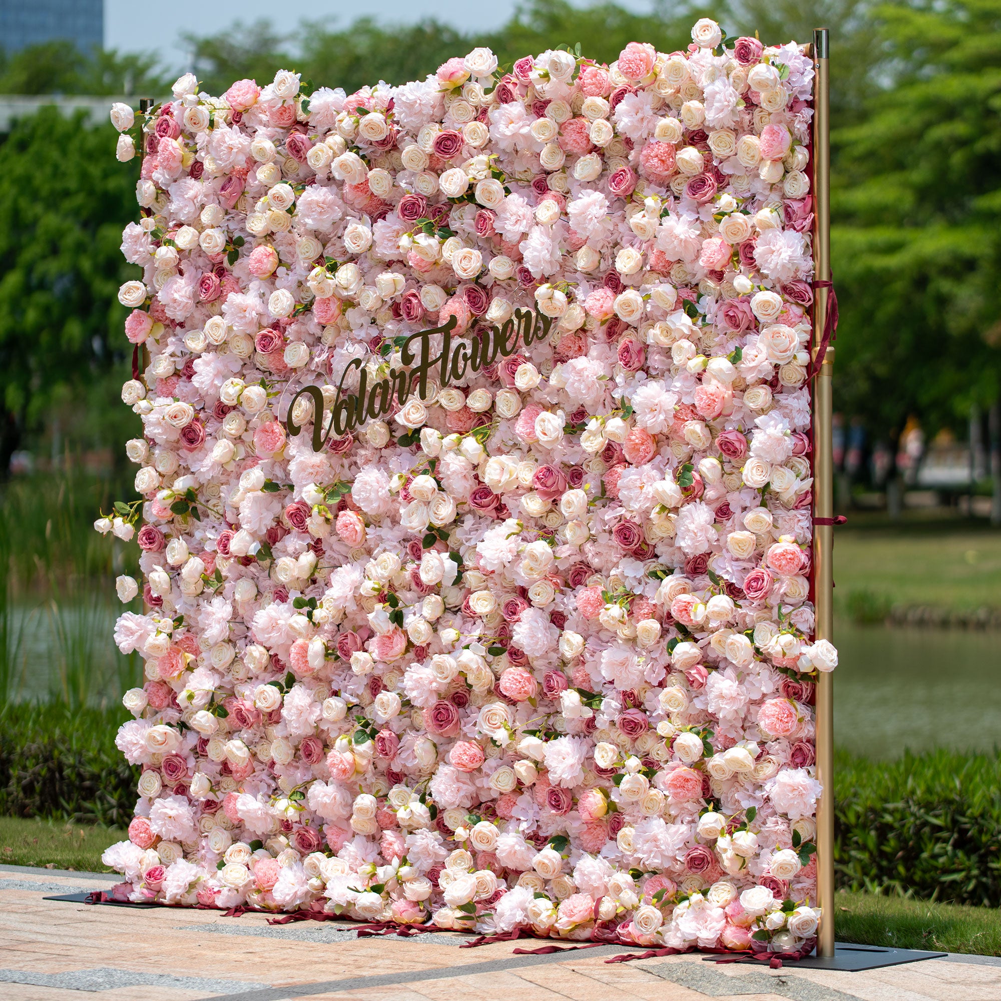 5D 롤업 인조 실크 꽃 벽 배경 | 결혼식 리셉션, 장소 장식 및 이벤트 기획자를 위한 완벽한 꽃 장식 VF-503