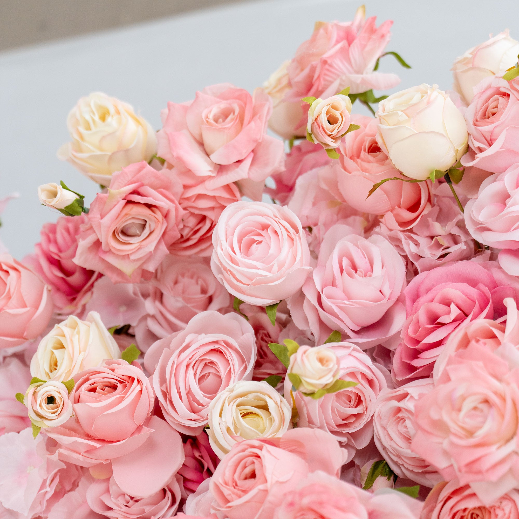 결혼식 및 파티 축하 장식을 위한 5D 핑크 로즈 롤업 꽃 벽 배경 VF-501