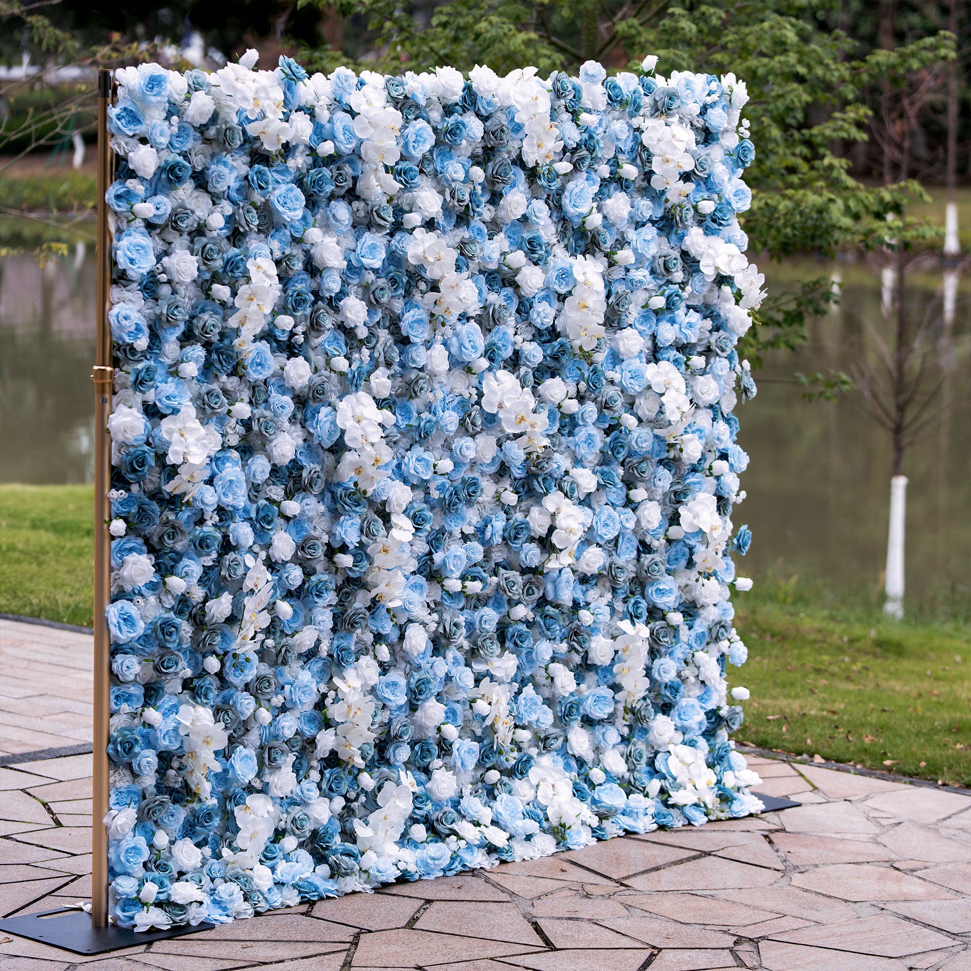 バラーフラワーロールアップファブリック人工花壁結婚式バックドロップ、フローラルパーティーデコレーション、イベントフォトグラフィー-VF-348