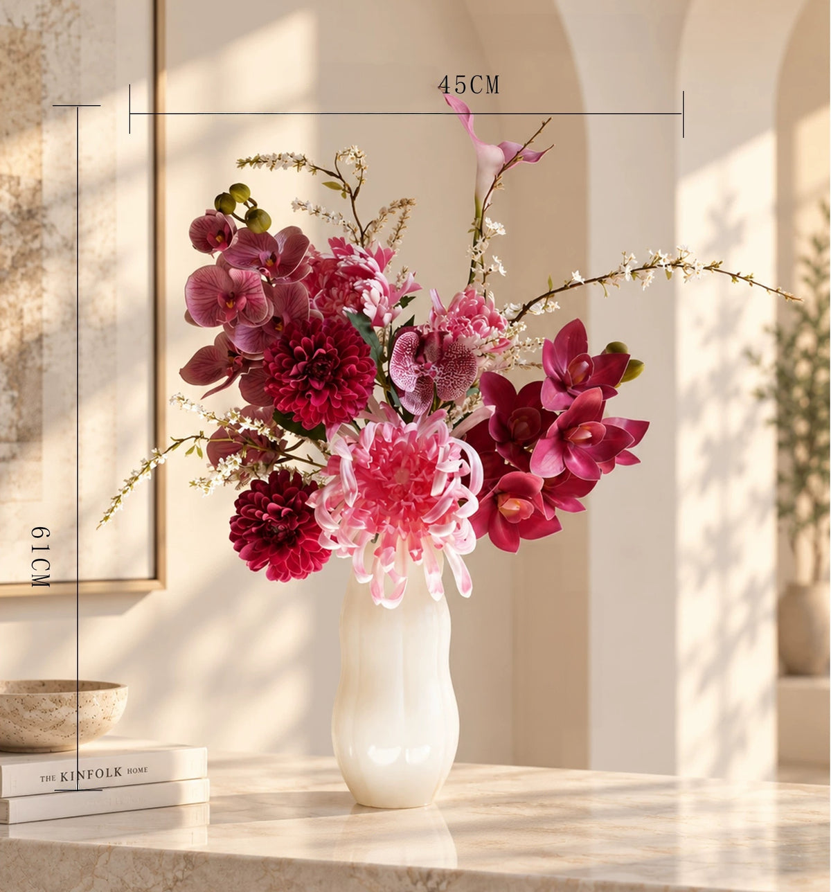 Elegantes Blumenstrauß-Arrangement mit Herbstmotiv | Luxuriöse Kunstblumen für Hochzeiten und Inneneinrichtung VB-113 (ohne Vase)