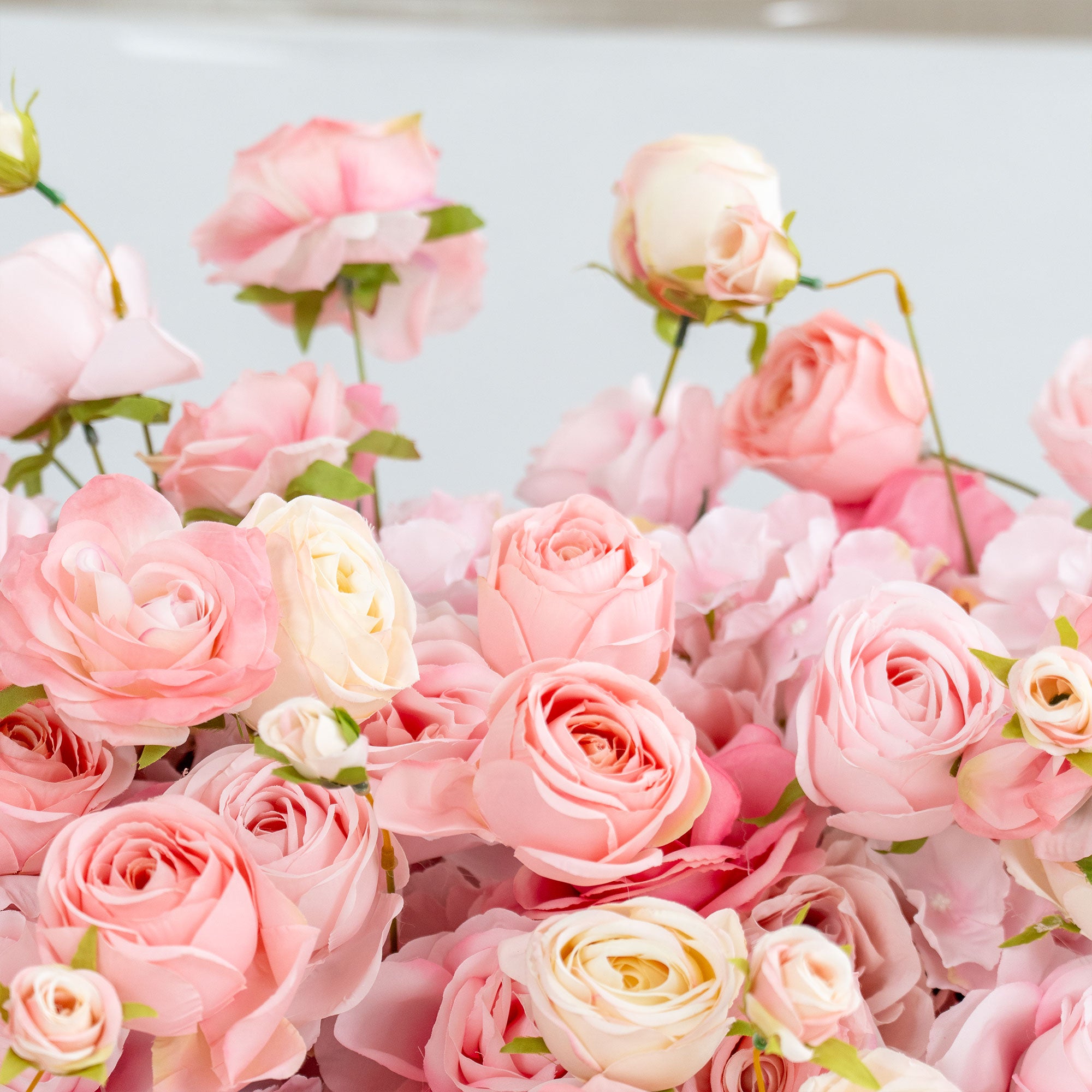 결혼식 및 파티 축하 장식을 위한 5D 핑크 로즈 롤업 꽃 벽 배경 VF-501