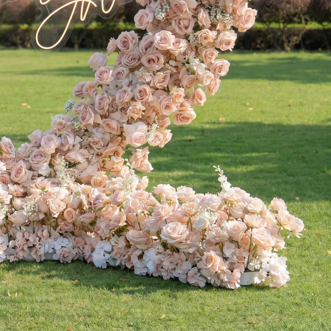 ハート型人工バラアーチ – ロマンチックな結婚式のセレモニーバックドロップ、イベント装飾、フラワーディスプレイ HA-403