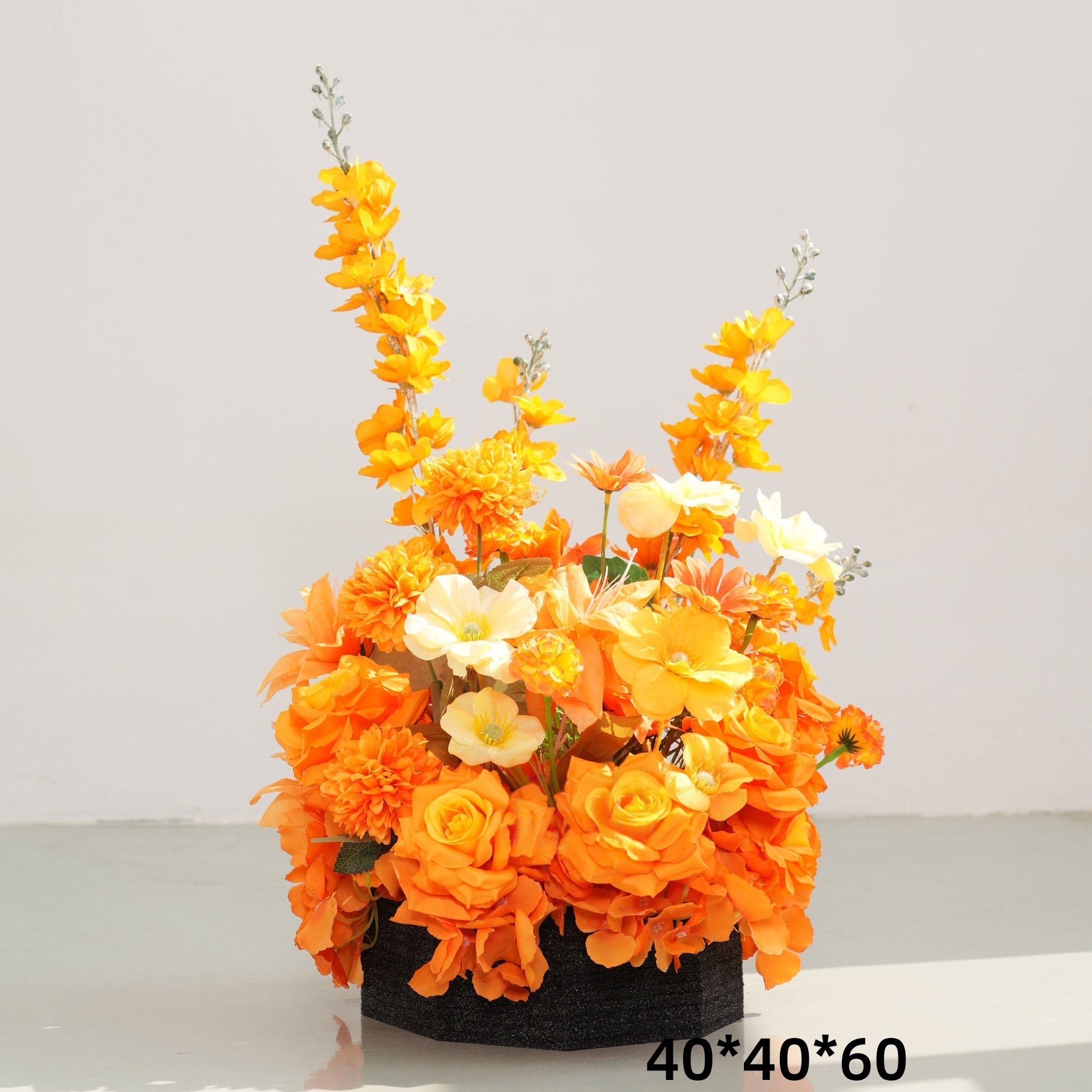 Configuración de flores artificiales inspiradas en la primavera – Conjunto de flores artificiales azules y amarillas para eventos FA-264