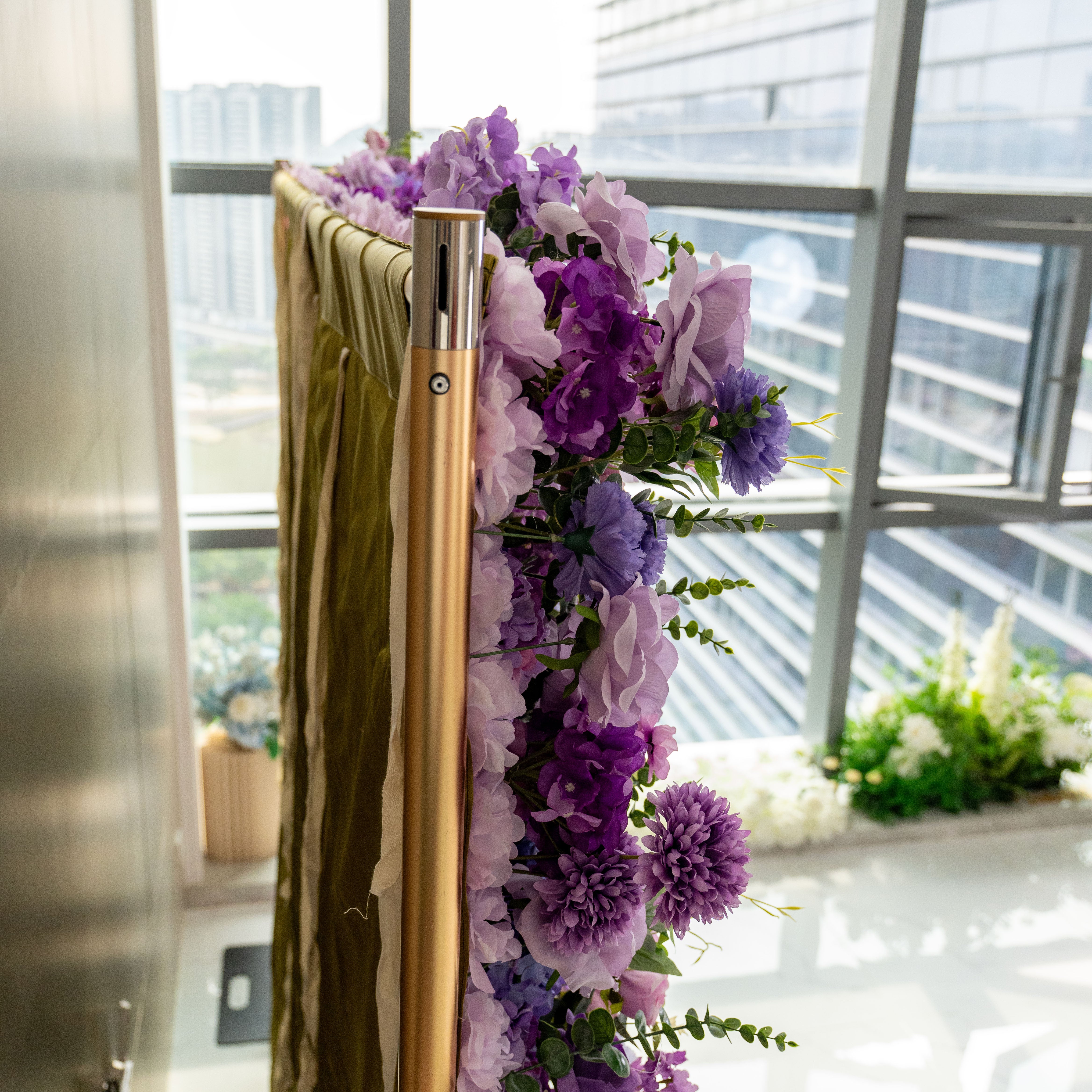 Fleurs Valar enroulables en tissu, mur de fleurs violettes artificielles, toile de fond de mariage, décor de fête florale, photographie d'événement-VF-192