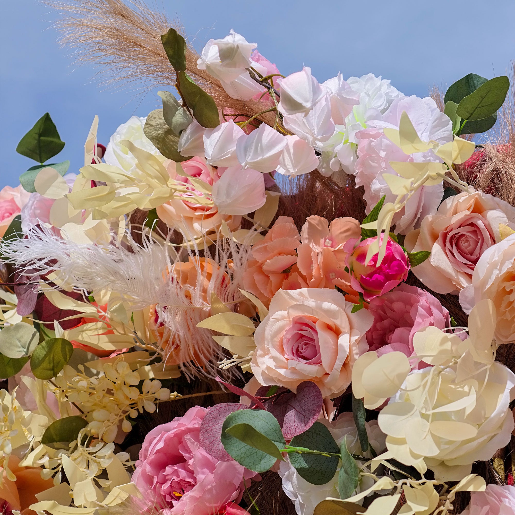 バラーフラワーロールアップファブリック人工花壁結婚式バックドロップ、フローラルパーティーデコレーション、イベントフォトグラフィー-VF-327-2