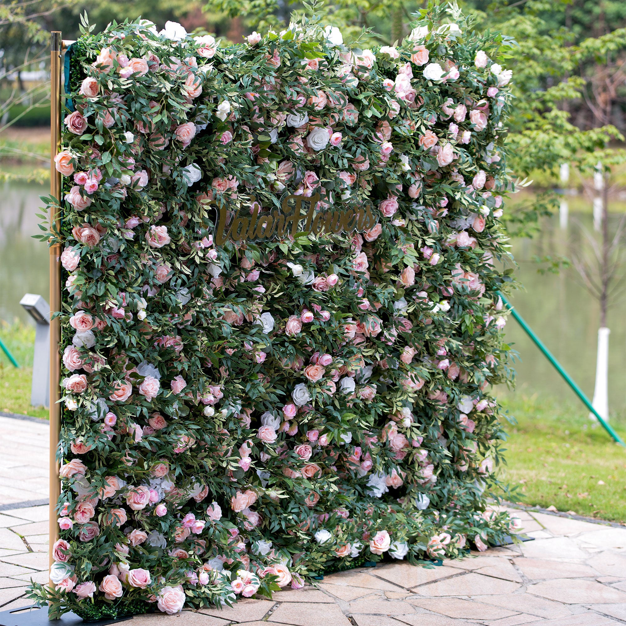 Valar 꽃 롤업 패브릭 인공 꽃 벽 웨딩 배경, 꽃 파티 장식, 이벤트 사진-VF-341