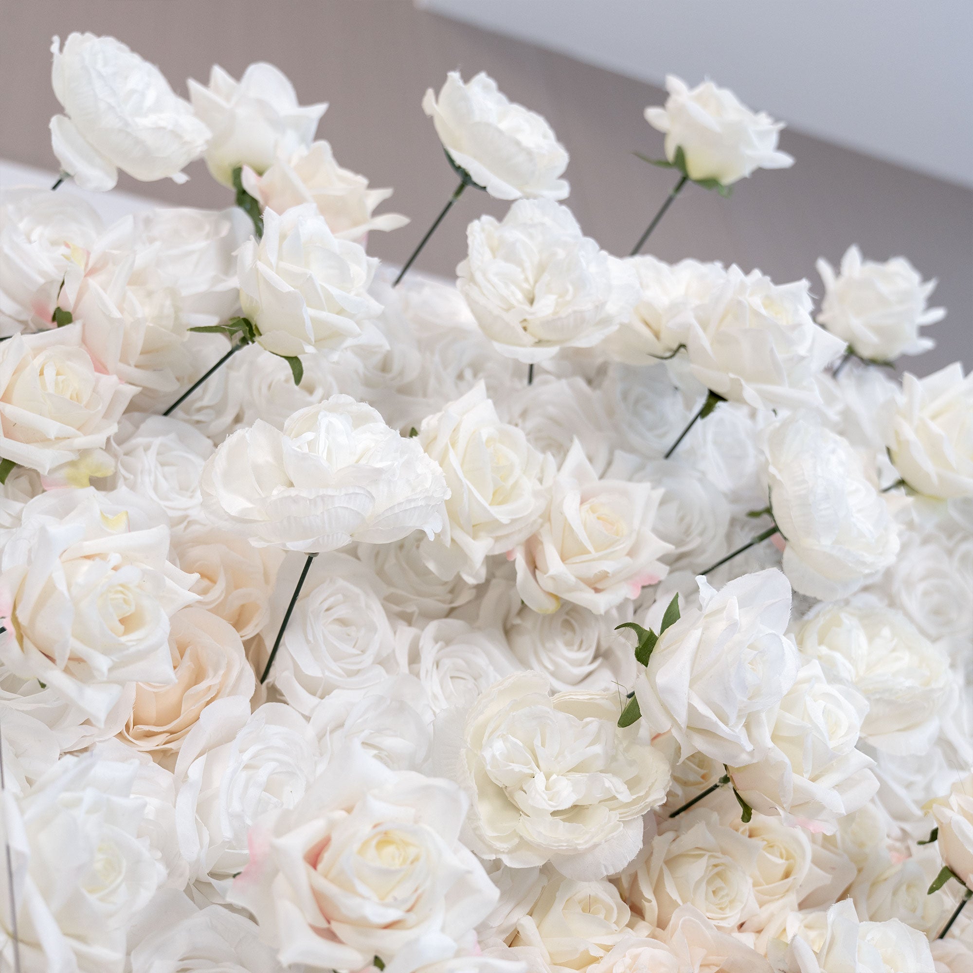 バラーフラワーロールアップファブリック人工花壁結婚式バックドロップ、フローラルパーティーデコレーション、イベントフォトグラフィー-VF-340