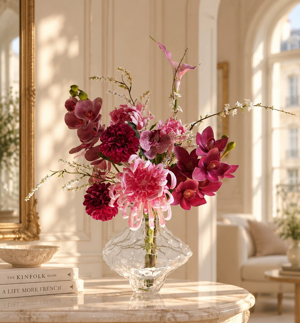 Elegantes Blumenstrauß-Arrangement mit Herbstmotiv | Luxuriöse Kunstblumen für Hochzeiten und Inneneinrichtung VB-113 (ohne Vase)