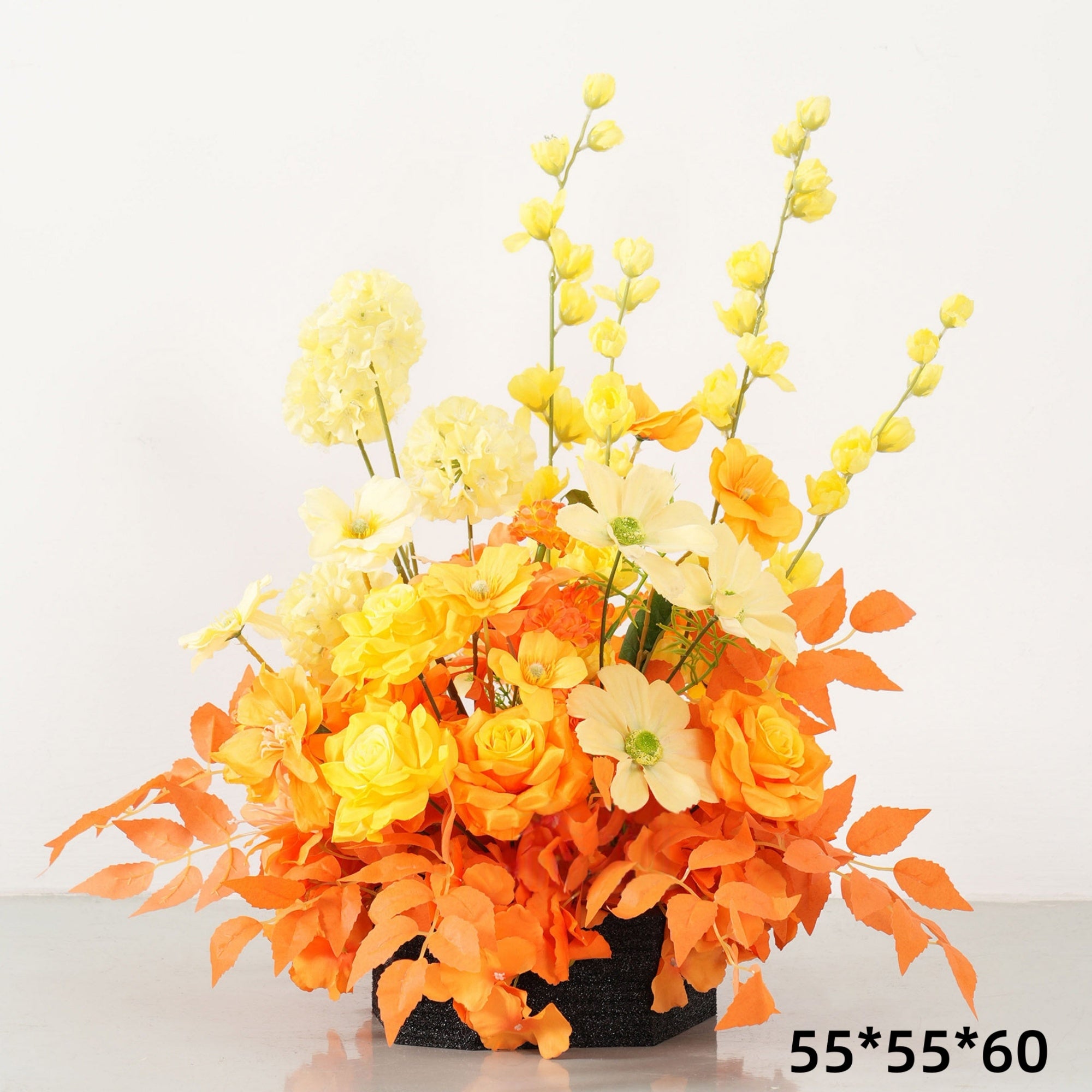 Configuración de flores artificiales inspiradas en la primavera – Conjunto de flores artificiales azules y amarillas para eventos FA-264