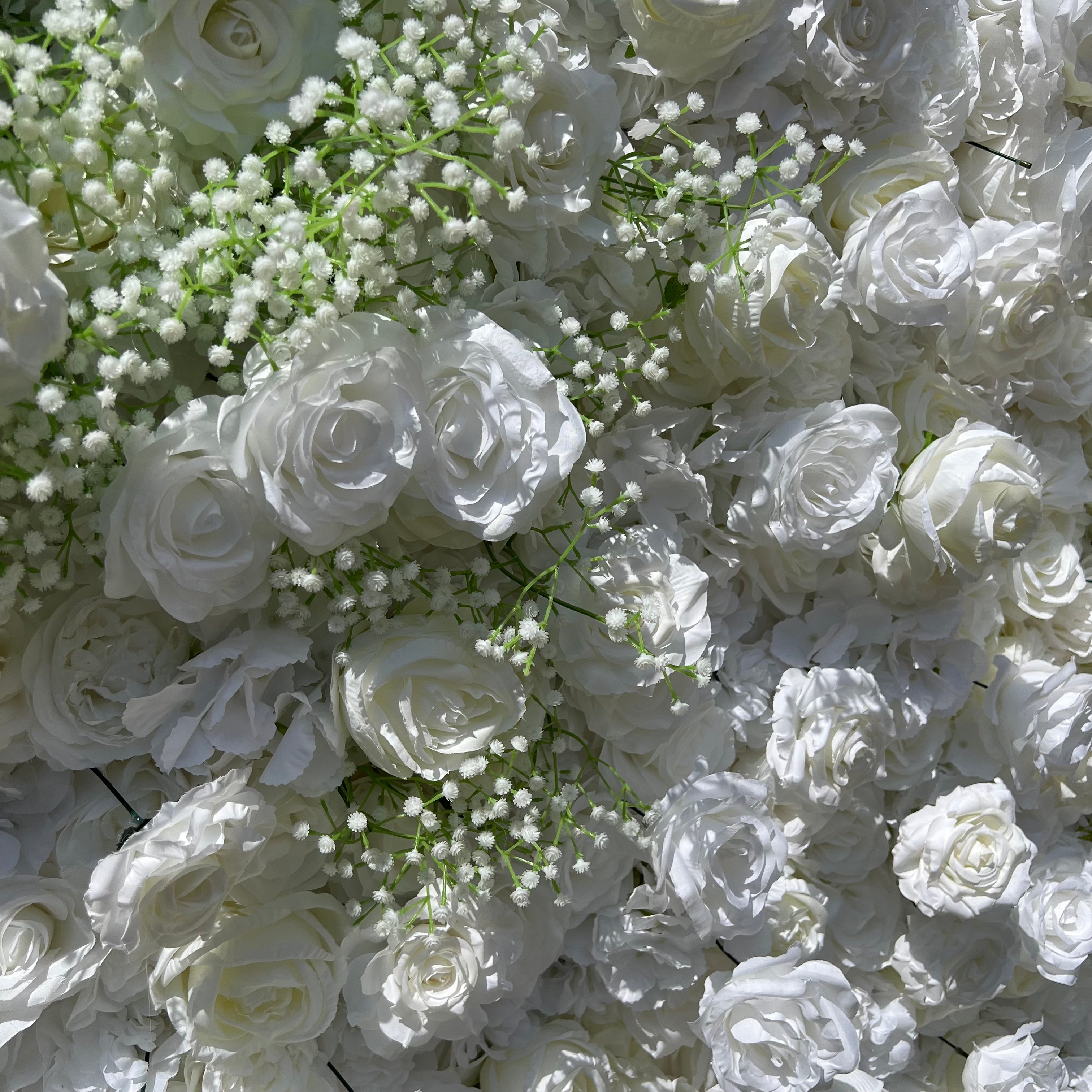 Valar Flower Elegant 5D Handmade DIY White Roll-Up Flower Wall Backdrop - Bridal Party Decor - Wedding Venues Celebration Floral Wall VF-340-33