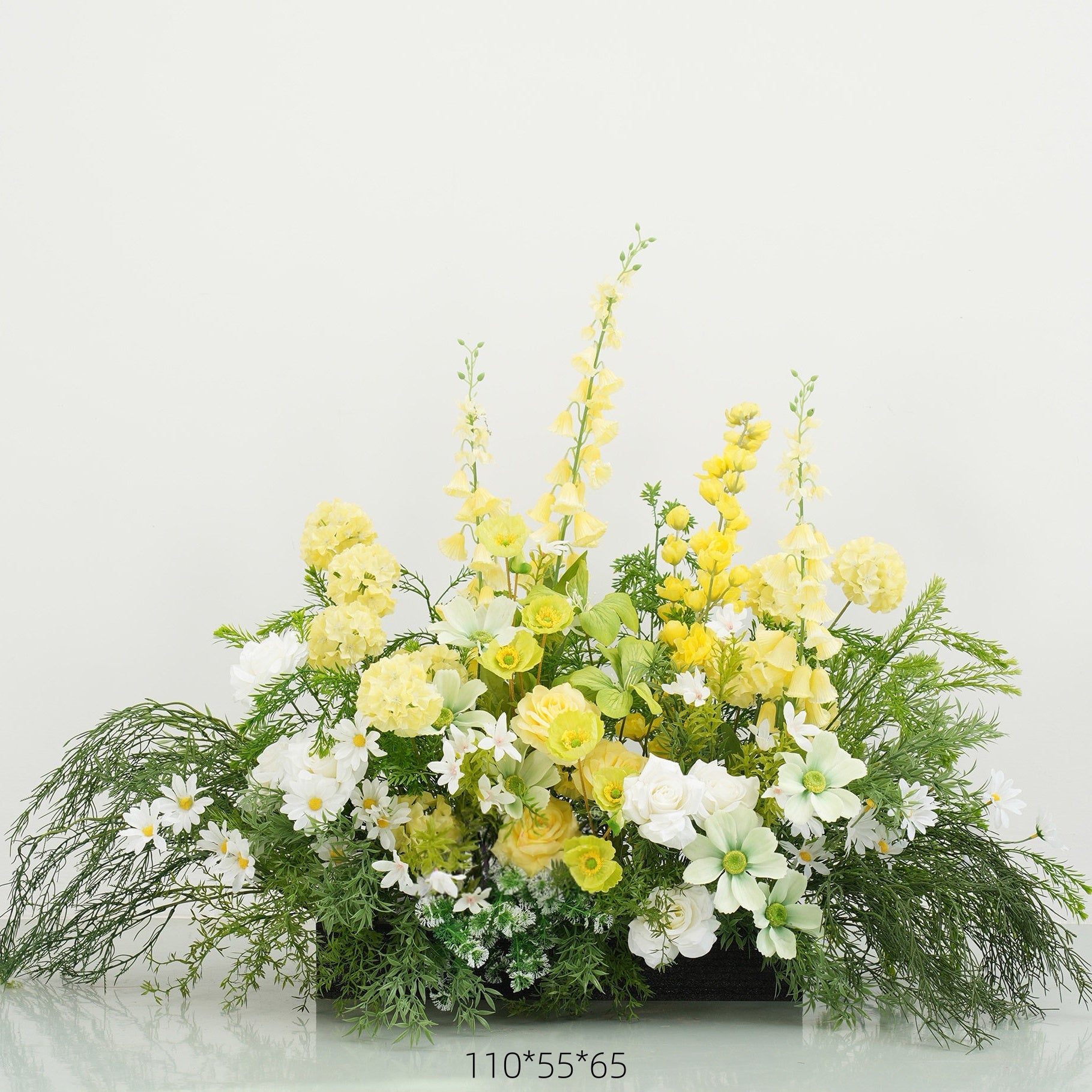 Configuración de flores artificiales inspiradas en la primavera – Conjunto de flores artificiales azules y amarillas para eventos FA-264