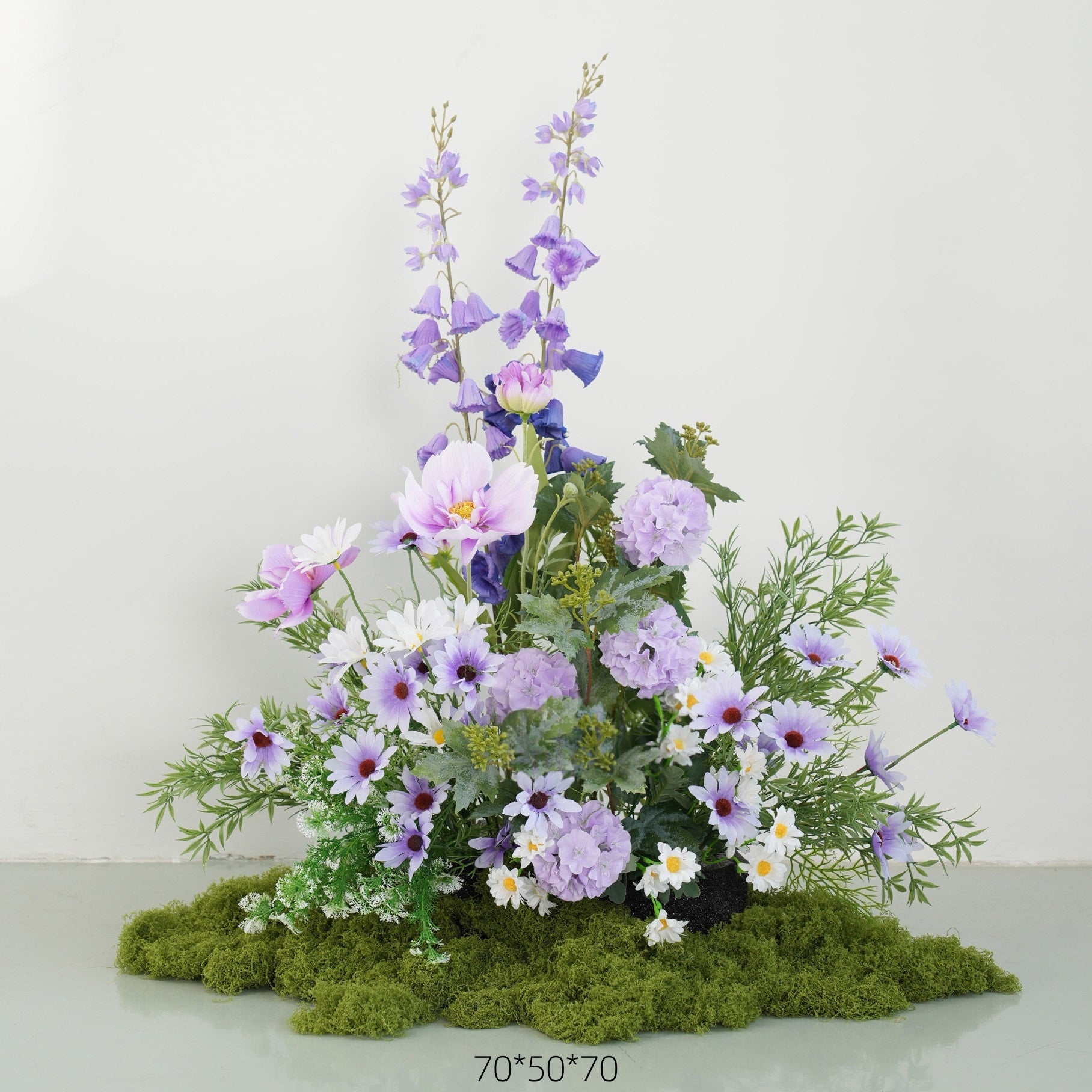 Configuración de flores artificiales inspiradas en la primavera – Conjunto de flores artificiales azules y amarillas para eventos FA-264