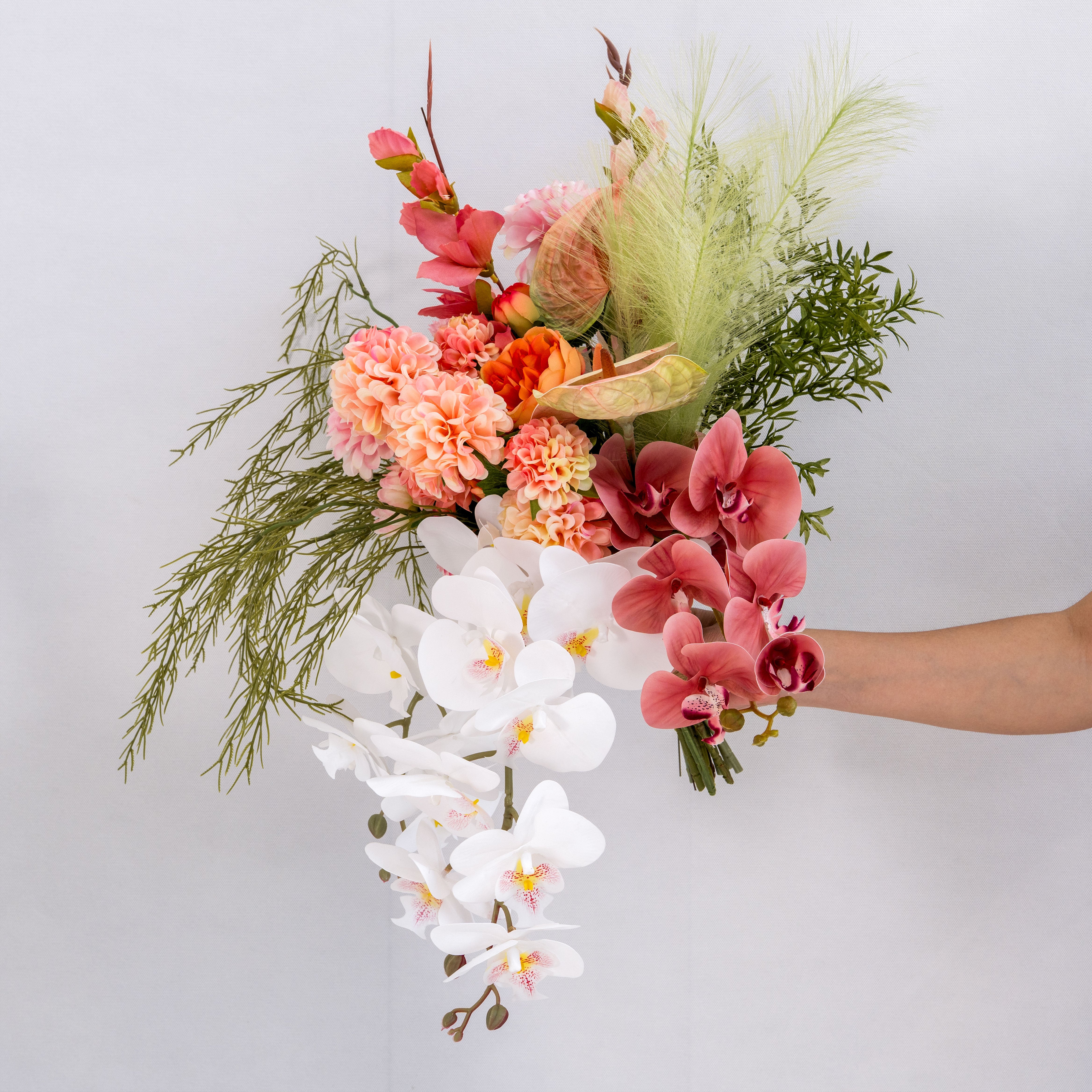 Modern Faux Hand Bouquet – Vibrant Wedding/Event Floral Arrangement VB-204